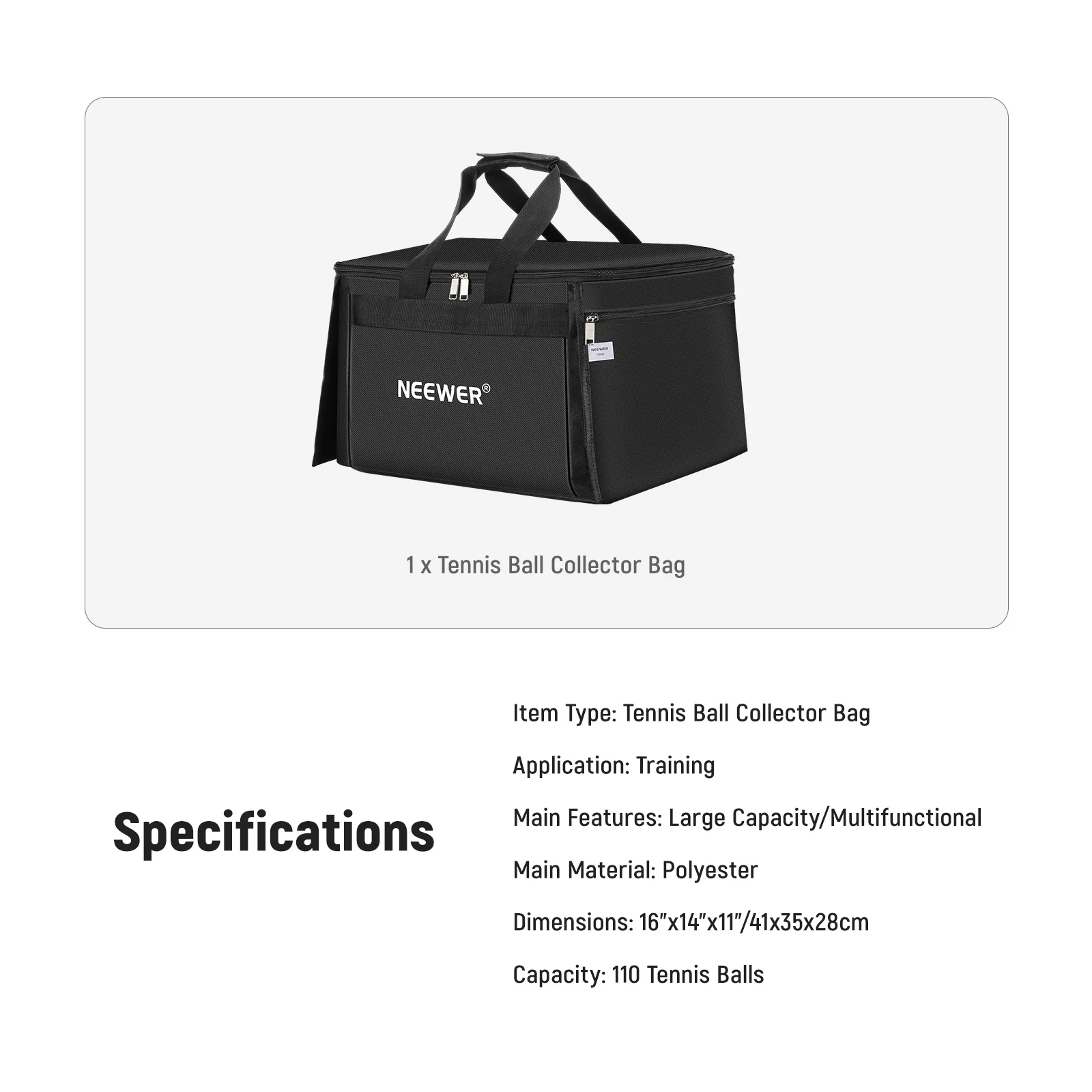 NEEWER TB01B Tennis Ball & Pickleball Hopper Bag - Image 7