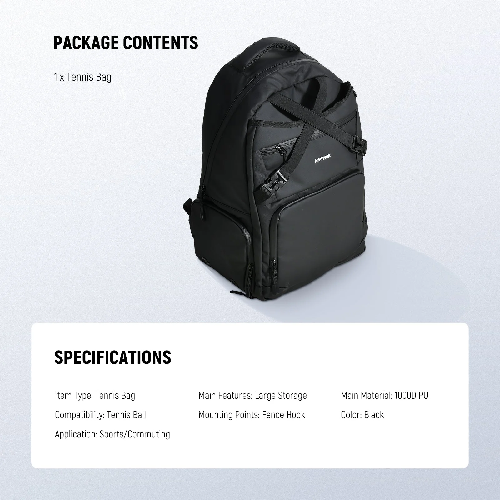 NEEWER TB02B Tennis Backpack - Image 8