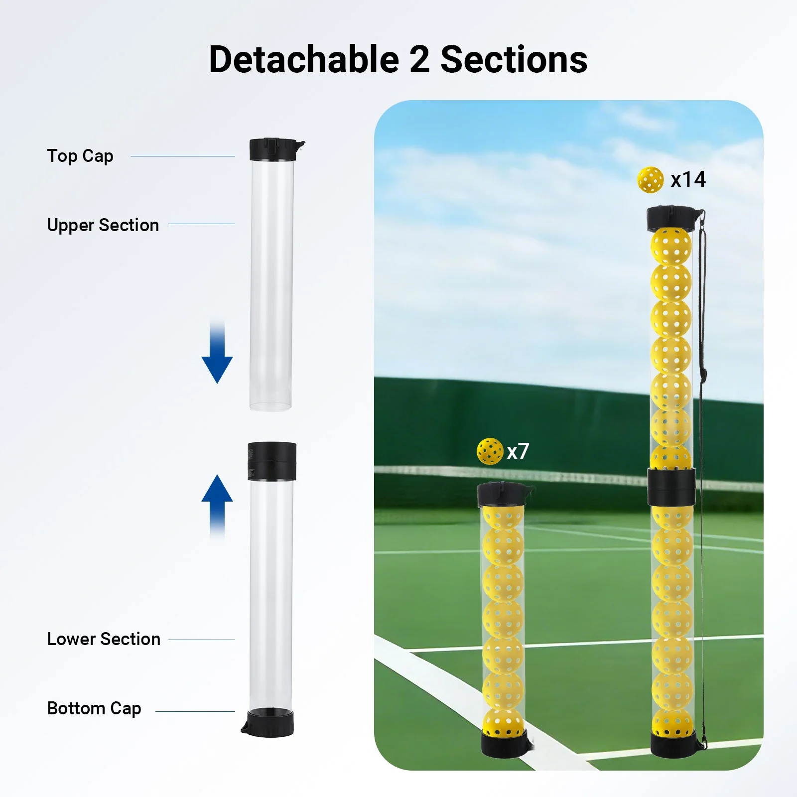 NEEWER TB03Z Ball Retriever Tube Hopper for Tennis Balls & Pickleballs - Image 4