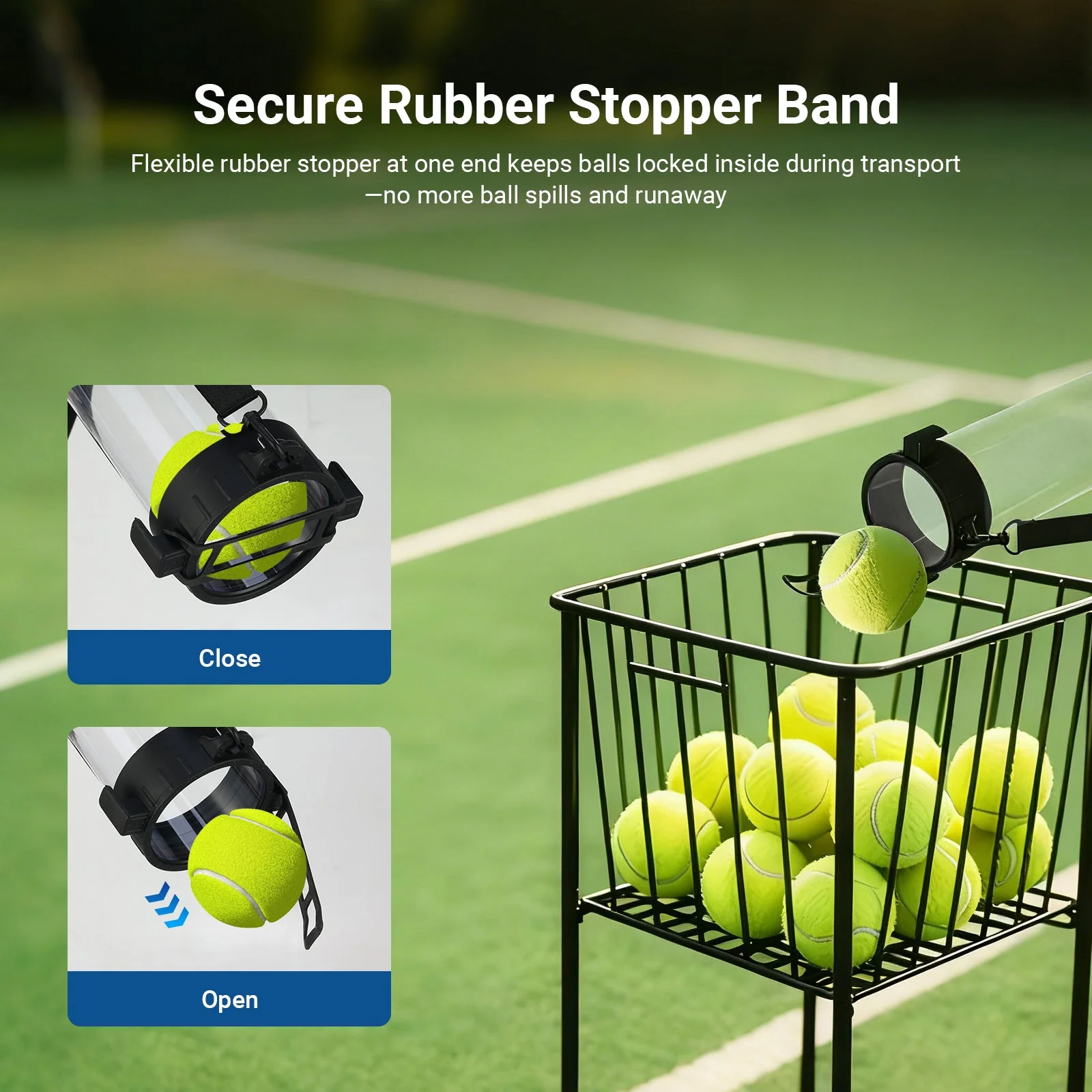 NEEWER TB03Z Ball Retriever Tube Hopper for Tennis Balls & Pickleballs - Image 6