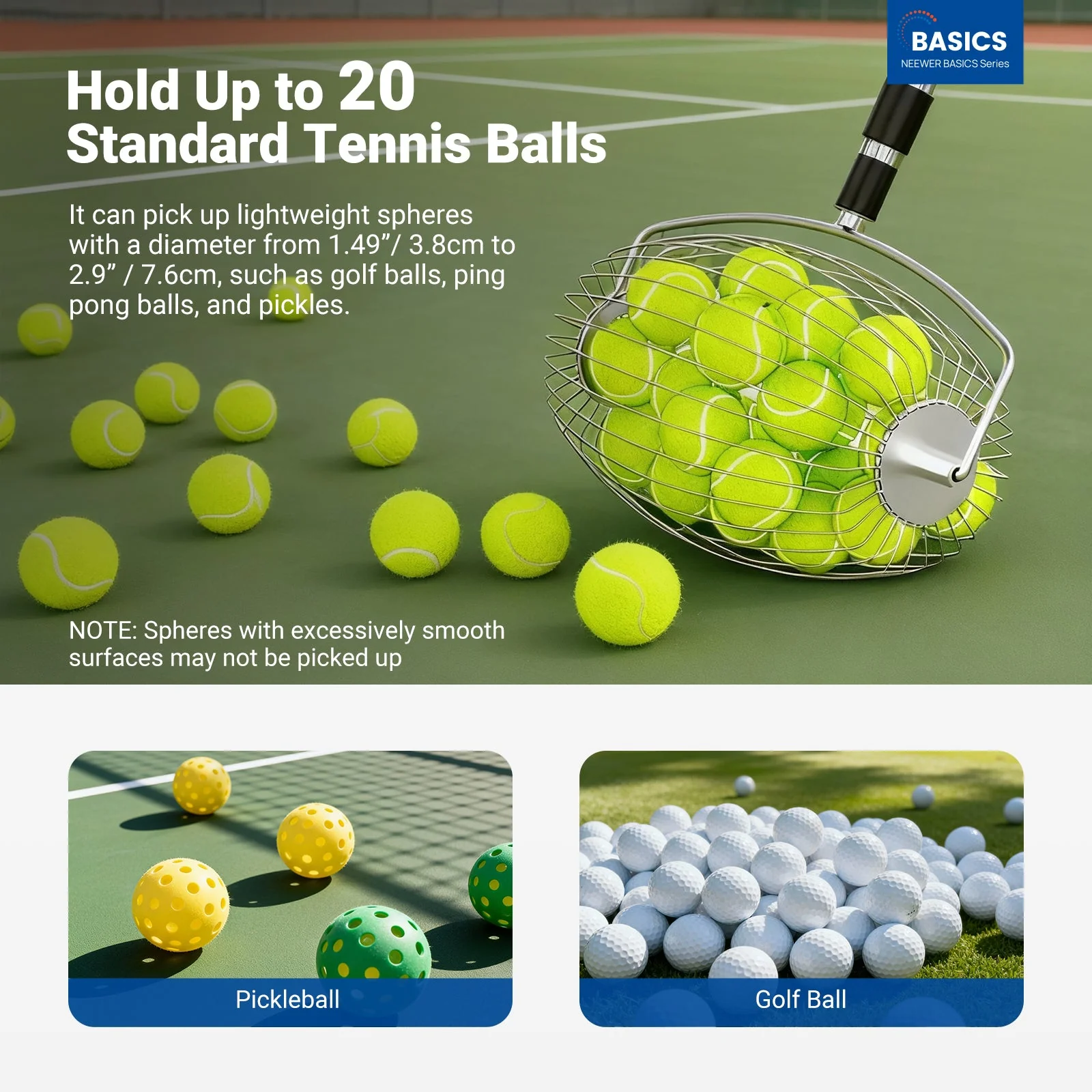 NEEWER TB04S Tennis Ball Pickleball Collector Roller - Image 2