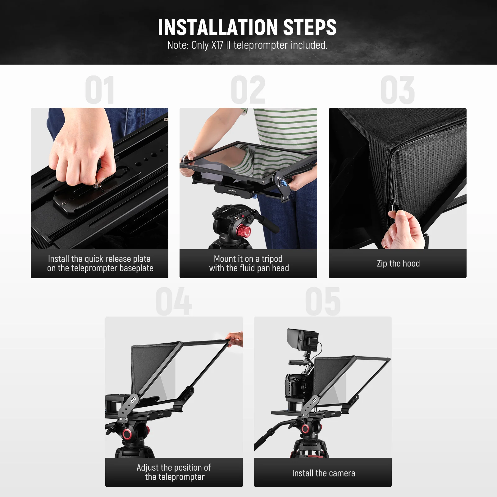 NEEWER X17 II 17" Assembly Free Teleprompter - Image 6
