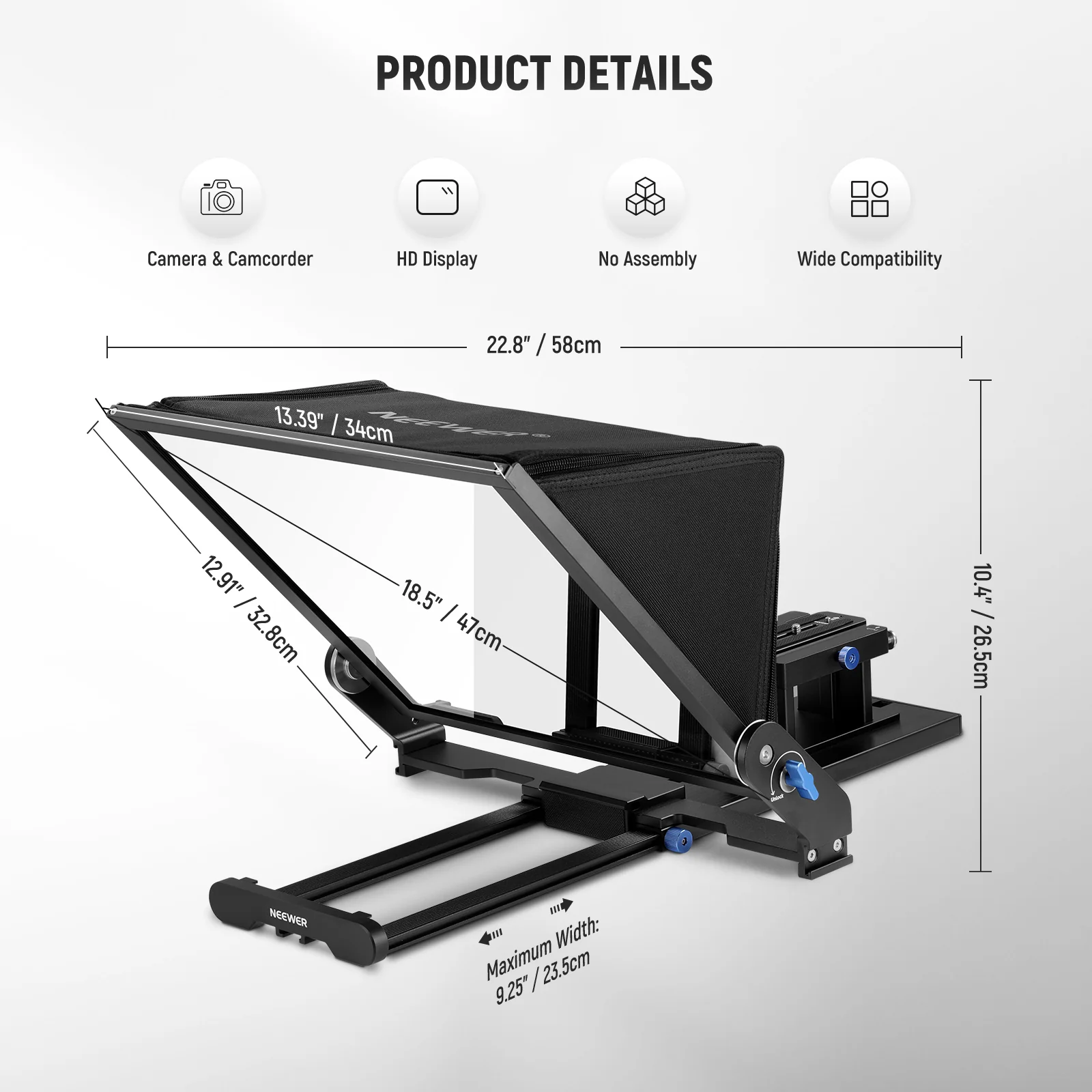 NEEWER X17 II 17" Assembly Free Teleprompter - Image 8