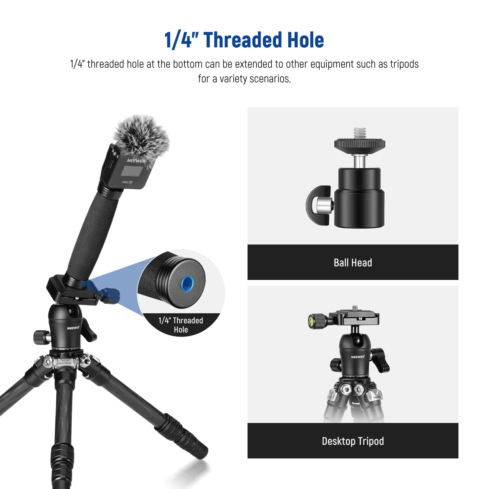 NEEWER Telescoping Interview Mic Handle for Wireless Go - Image 4