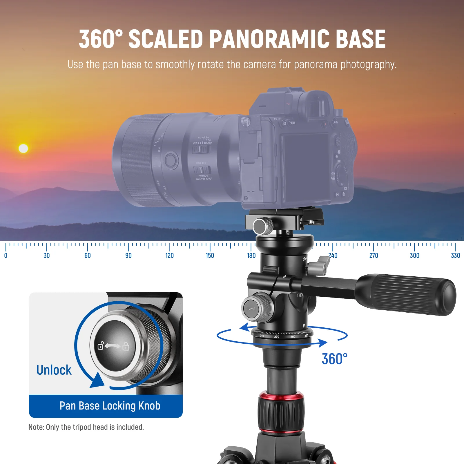 NEEWER TH03 Video Camera Tripod Pan Tilt Head - Image 3
