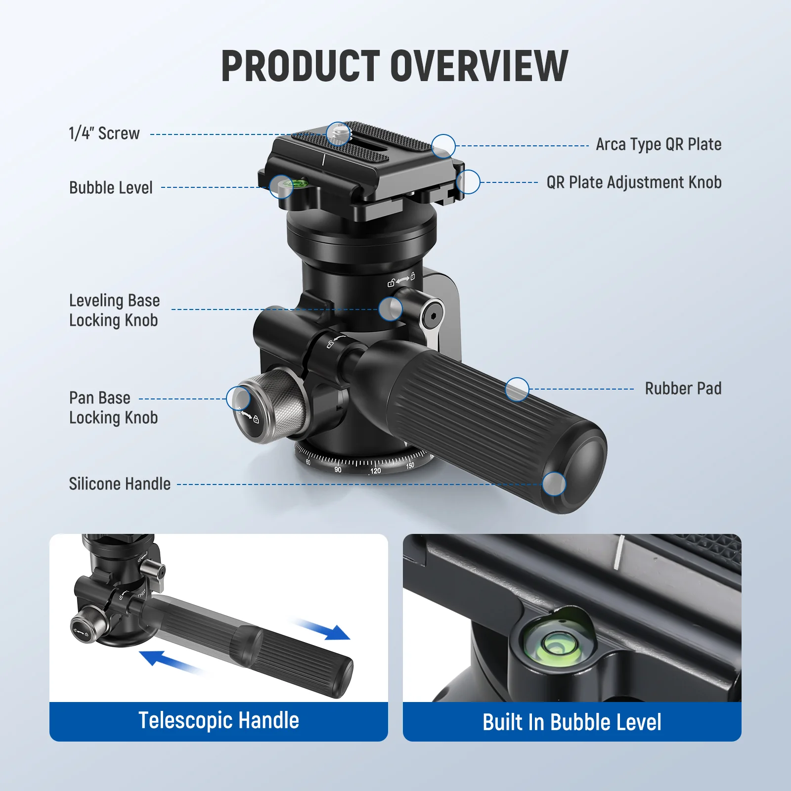 NEEWER TH03 Video Camera Tripod Pan Tilt Head - Image 5