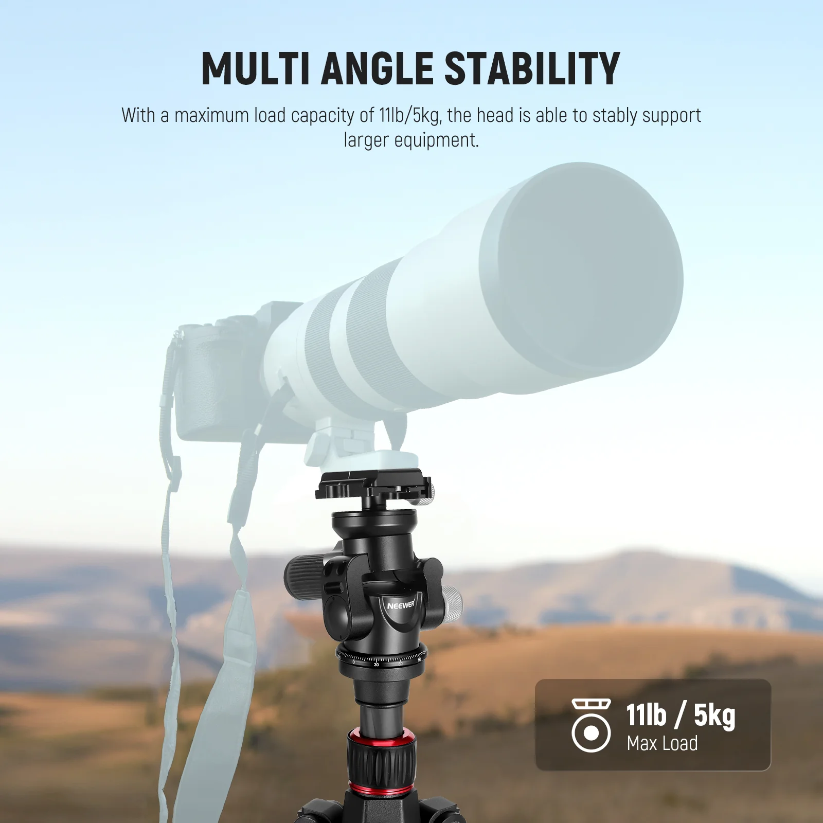 NEEWER TH03 Video Camera Tripod Pan Tilt Head - Image 7