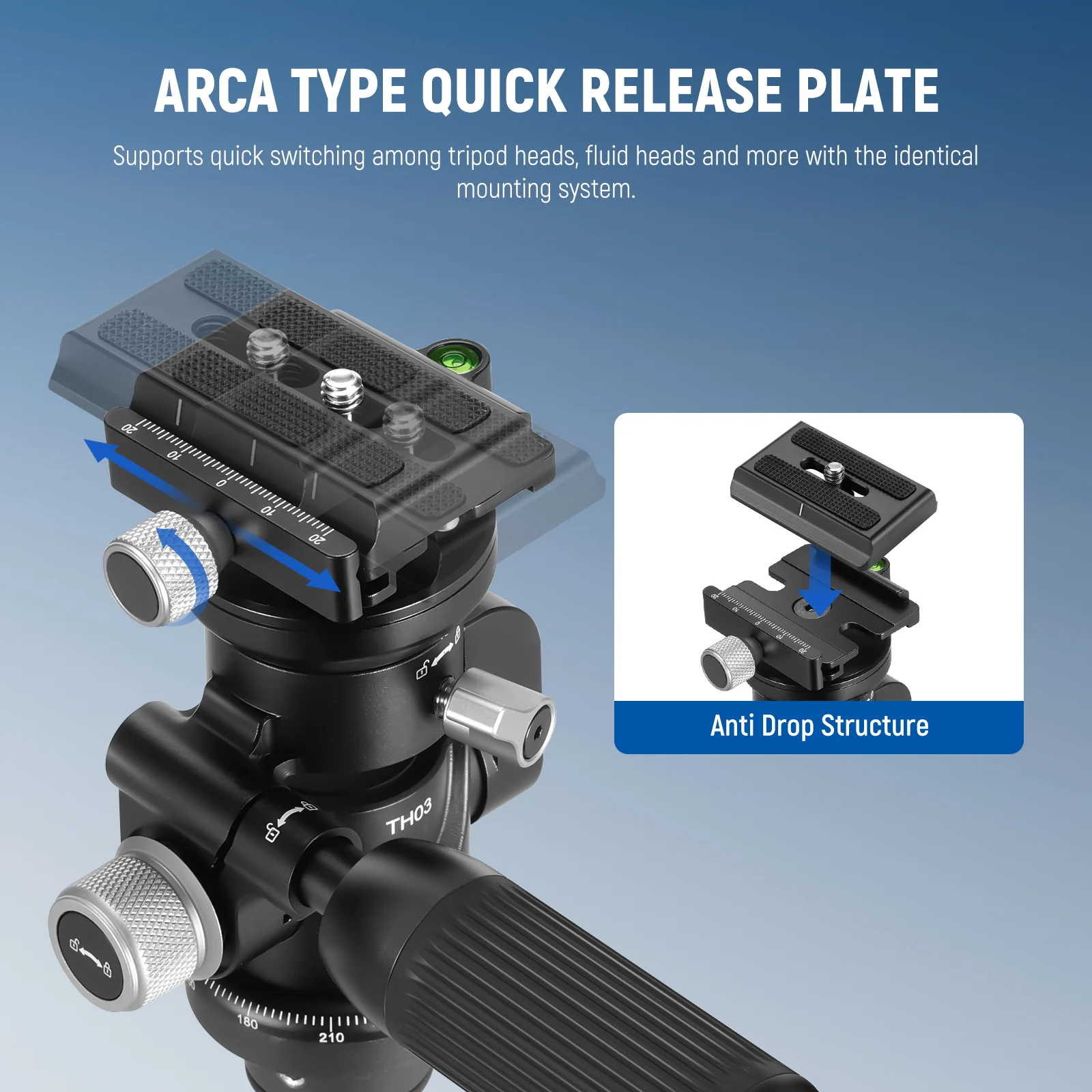 NEEWER TH03 Video Camera Tripod Pan Tilt Head - Image 8