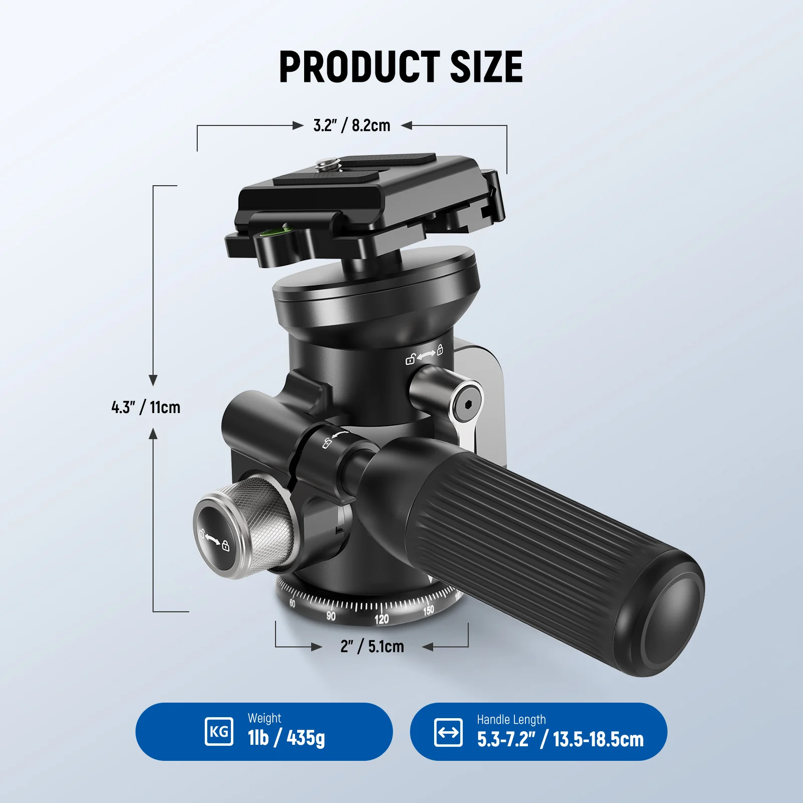 NEEWER TH03 Video Camera Tripod Pan Tilt Head - Image 9