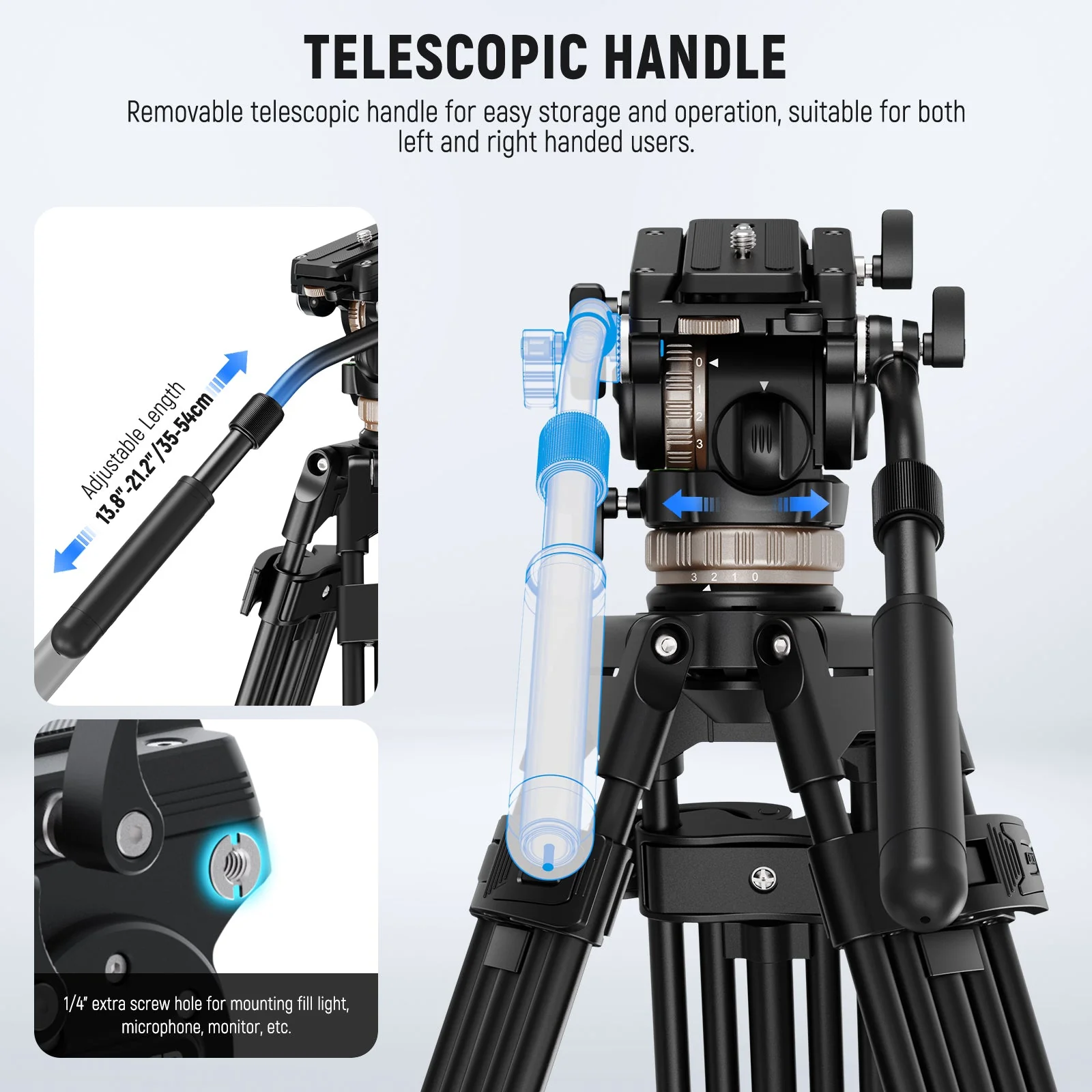 NEEWER TH45 Tripod Fluid Head with Adjustable Damping - Image 7