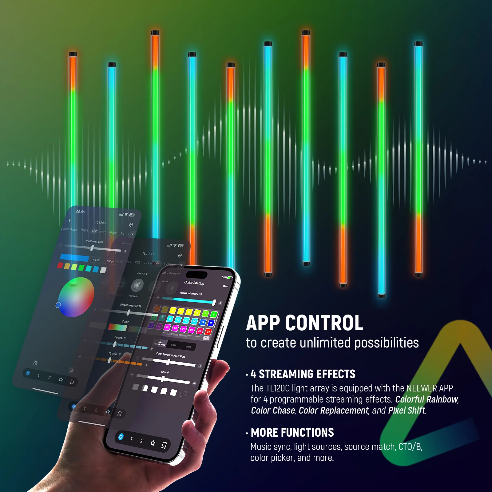 NEEWER TL120C 42W RGB Tube Light with APP/2.4G/DMX Control - Image 8