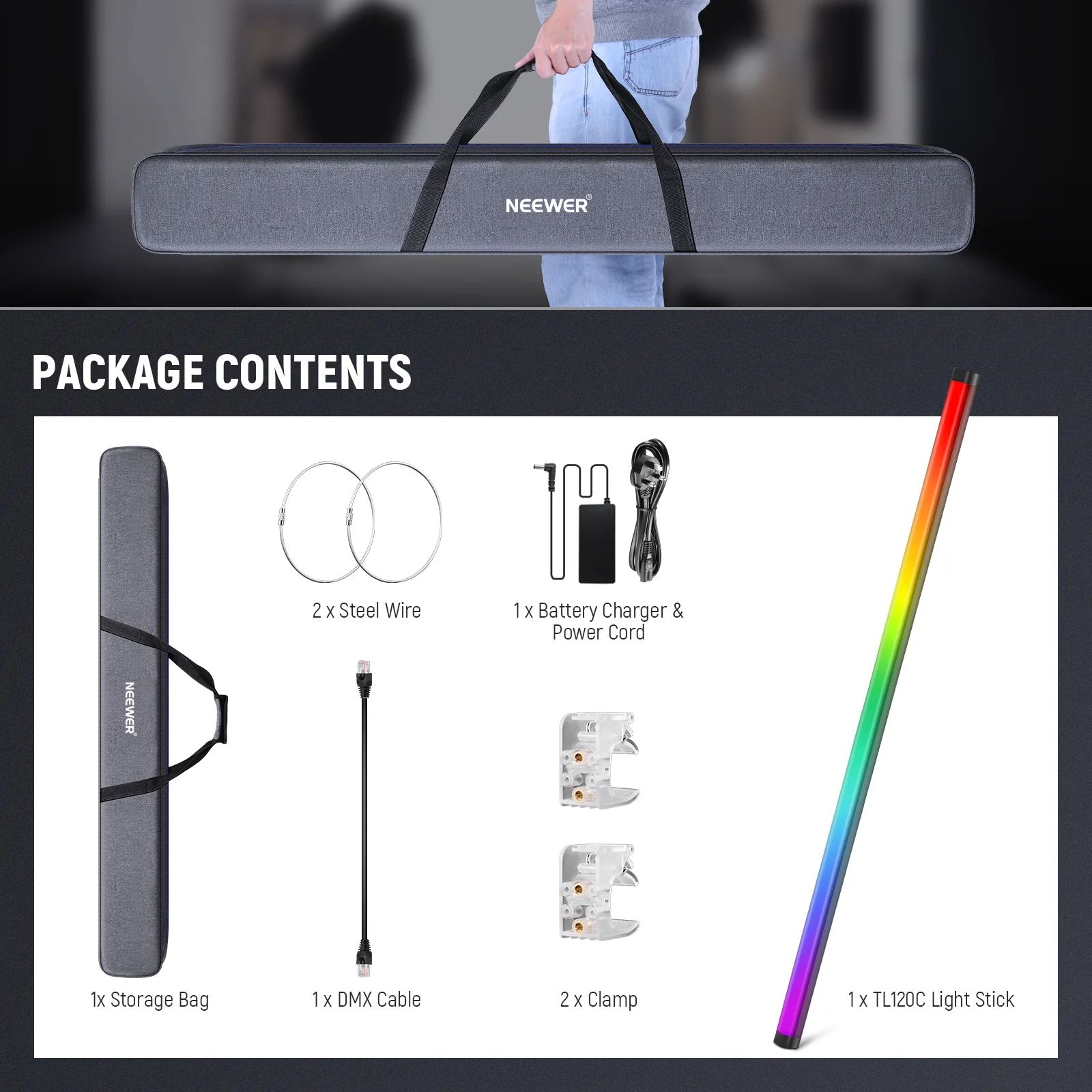 NEEWER TL120C 42W RGB Tube Light with APP/2.4G/DMX Control - Image 9