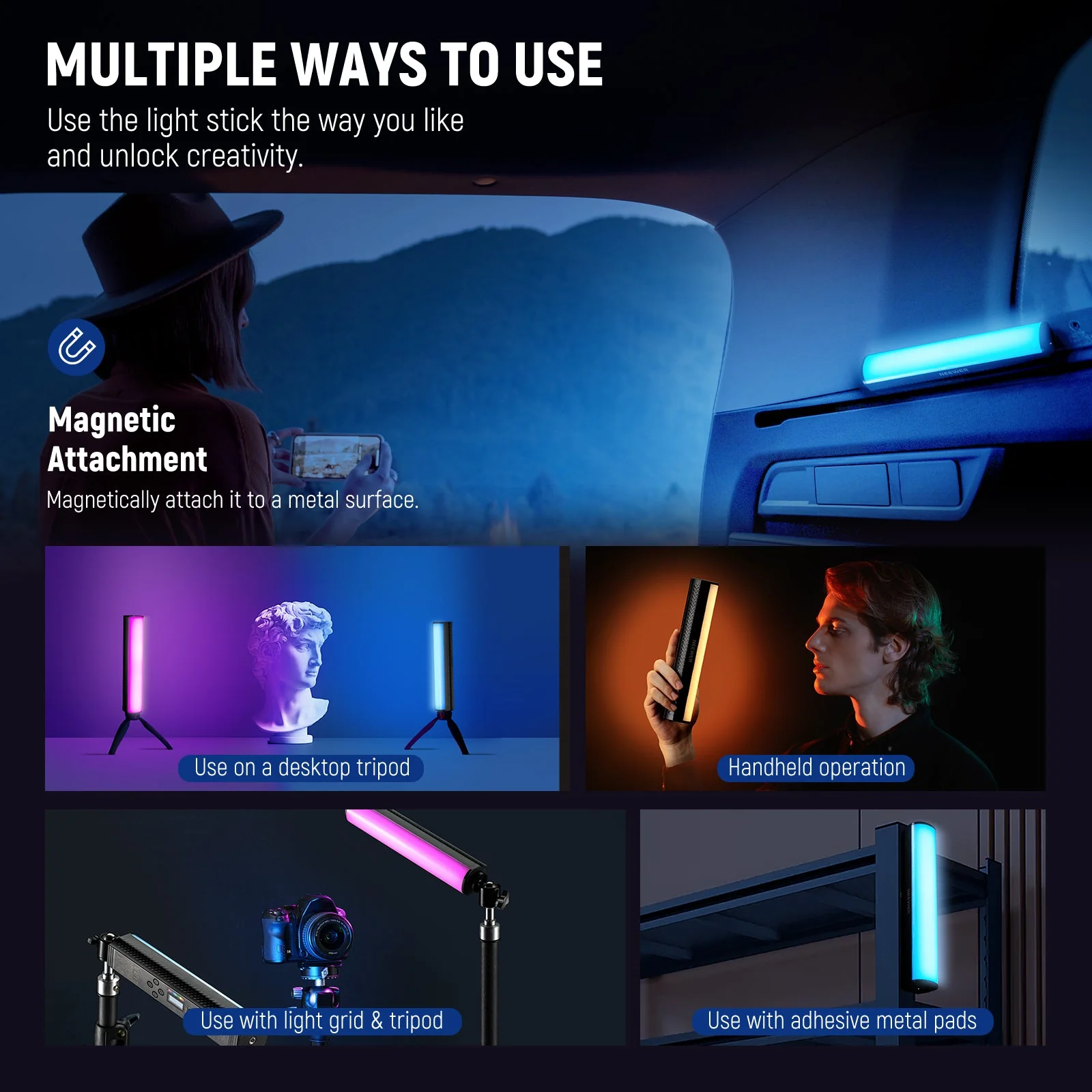 NEEWER TL20C 10W RGB Magnetic Handheld Light Stick - Image 5