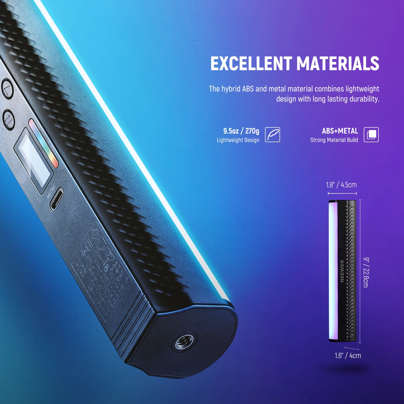 NEEWER TL20C 10W RGB Magnetic Handheld Light Stick - Image 7
