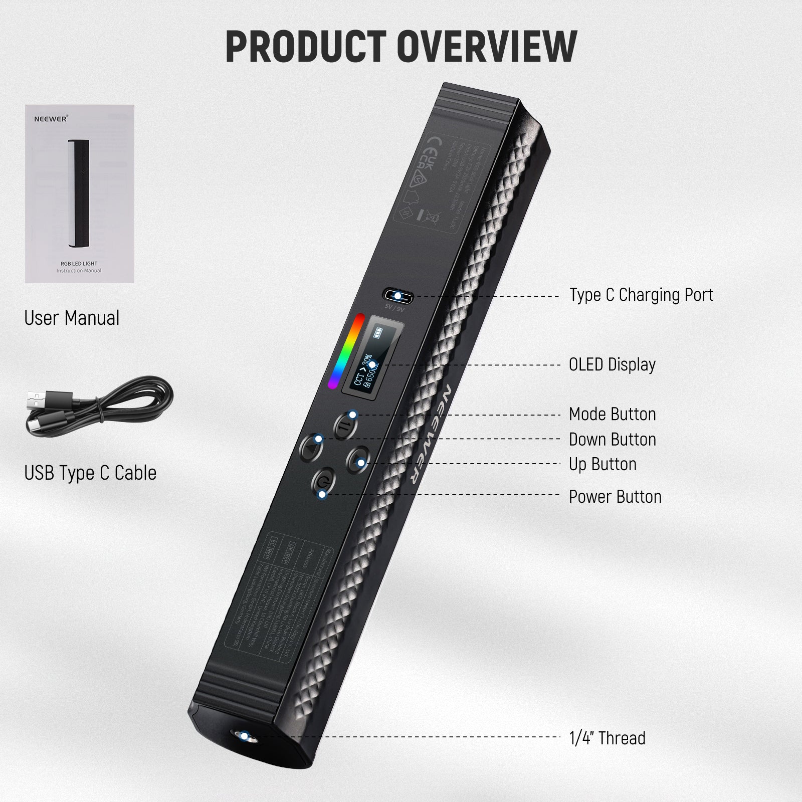 NEEWER TL20C 10W RGB Magnetic Handheld Light Stick - Image 9