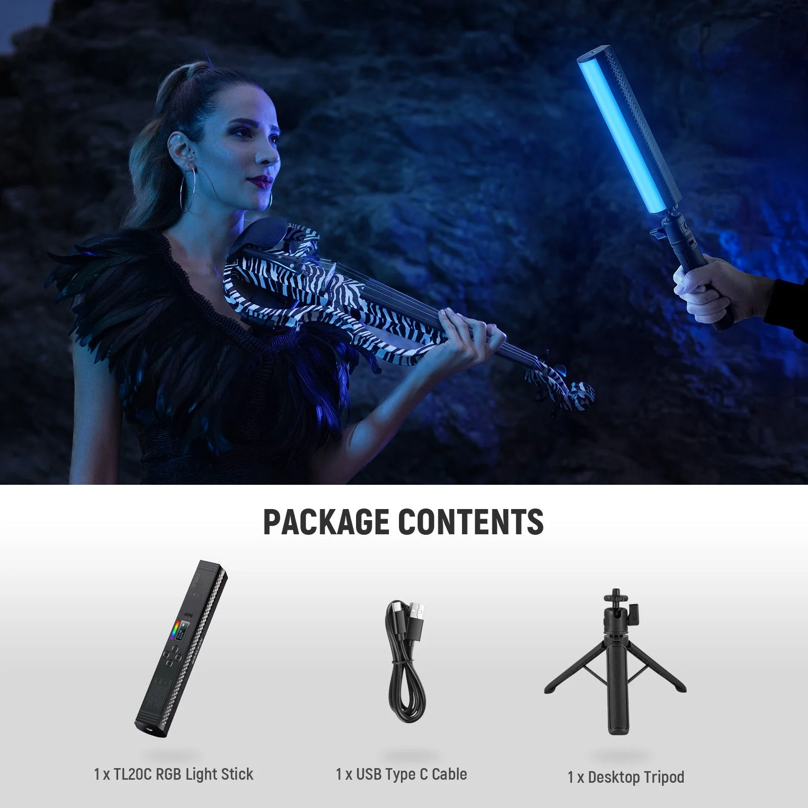 NEEWER TL20C/TL21C RGB Magnetic Handheld Light Wand Kit with Stand - Image 8