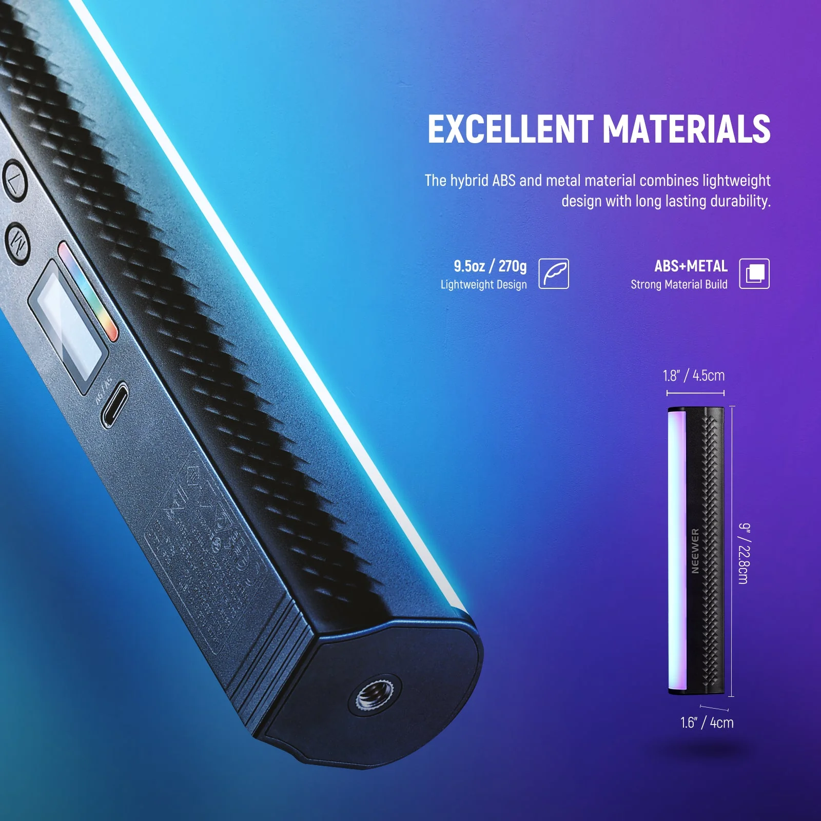 NEEWER TL21C 10W RGB Magnetic Light Stick with APP Control - Image 7