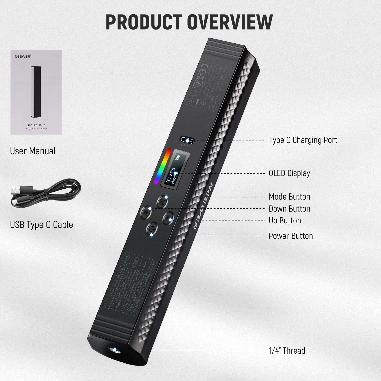 NEEWER TL21C 10W RGB Magnetic Light Stick with APP Control - Image 9