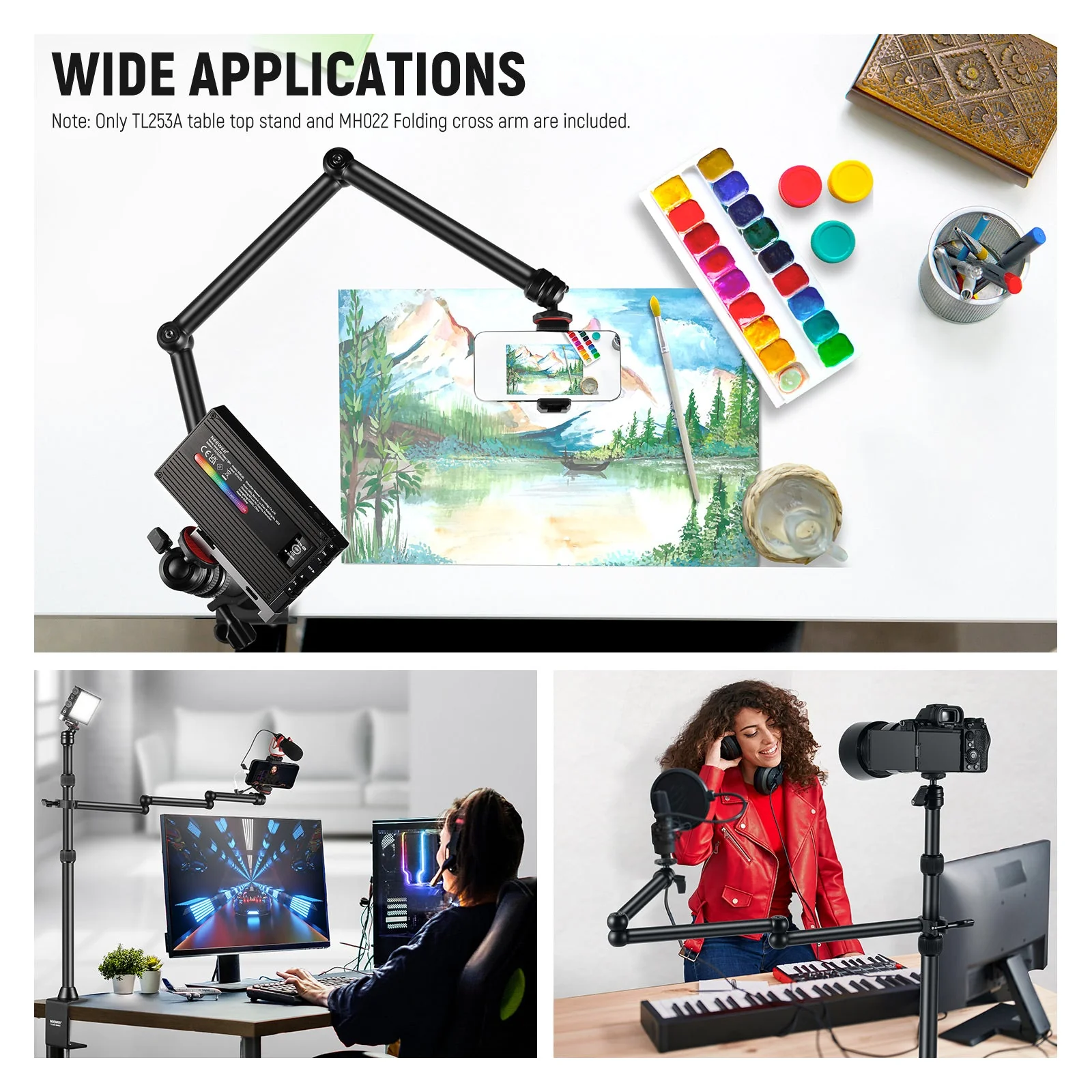 NEEWER TL253A+MH022 Upgraded Tabletop Camera Mount Stand - Image 4