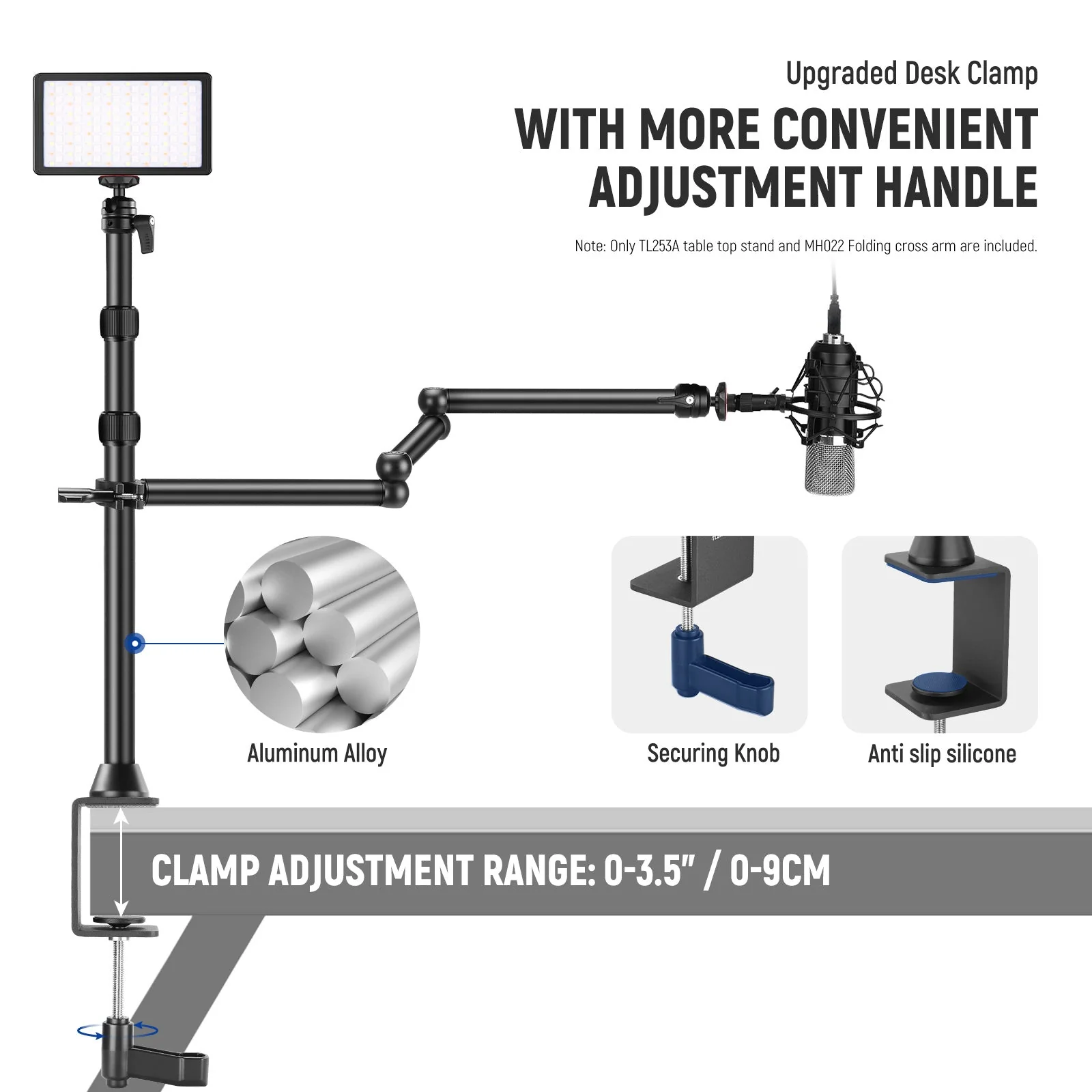 NEEWER TL253A+MH022 Upgraded Tabletop Camera Mount Stand - Image 8