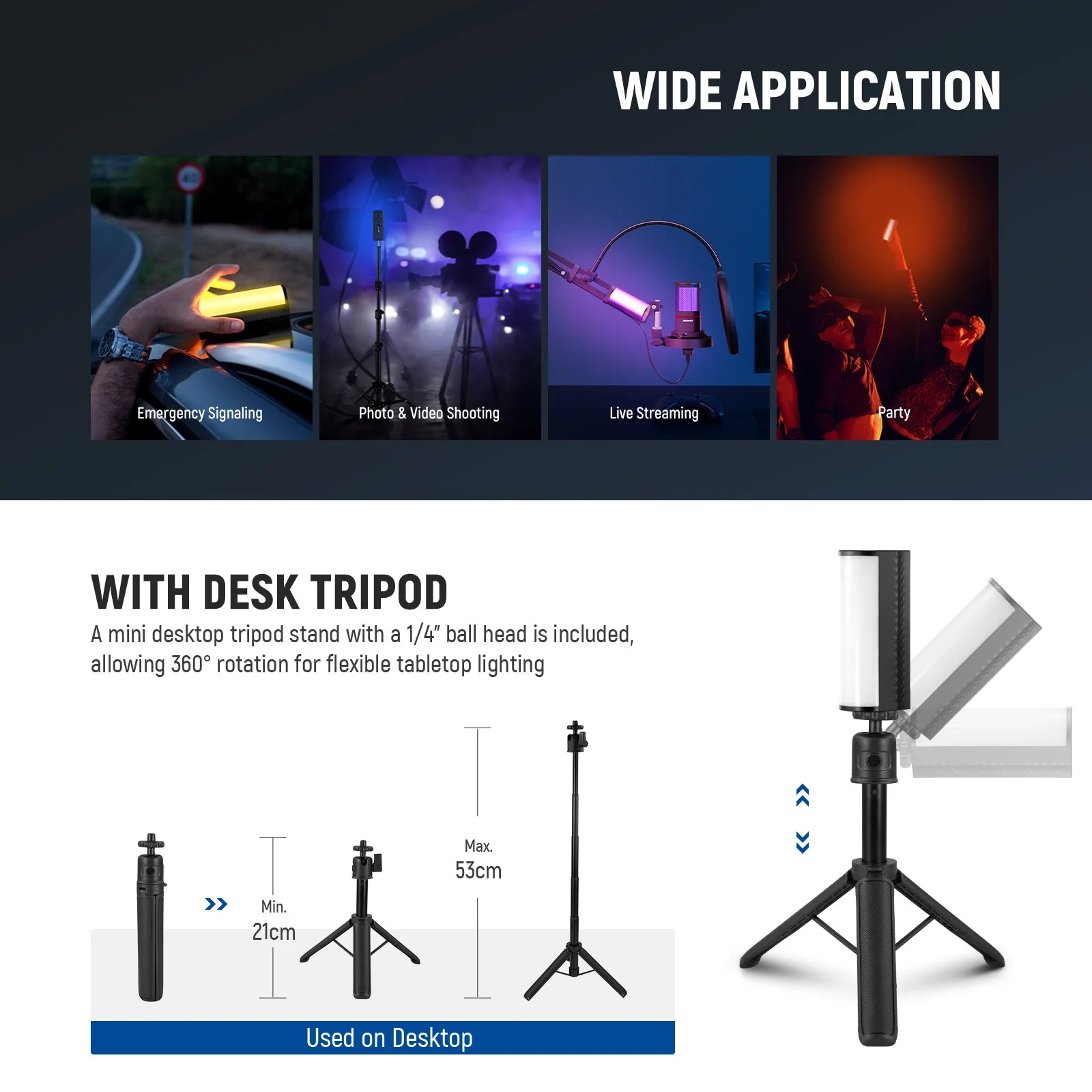 NEEWER TL97C Magnetic Handheld Light Wand with Desk Tripod - Image 7