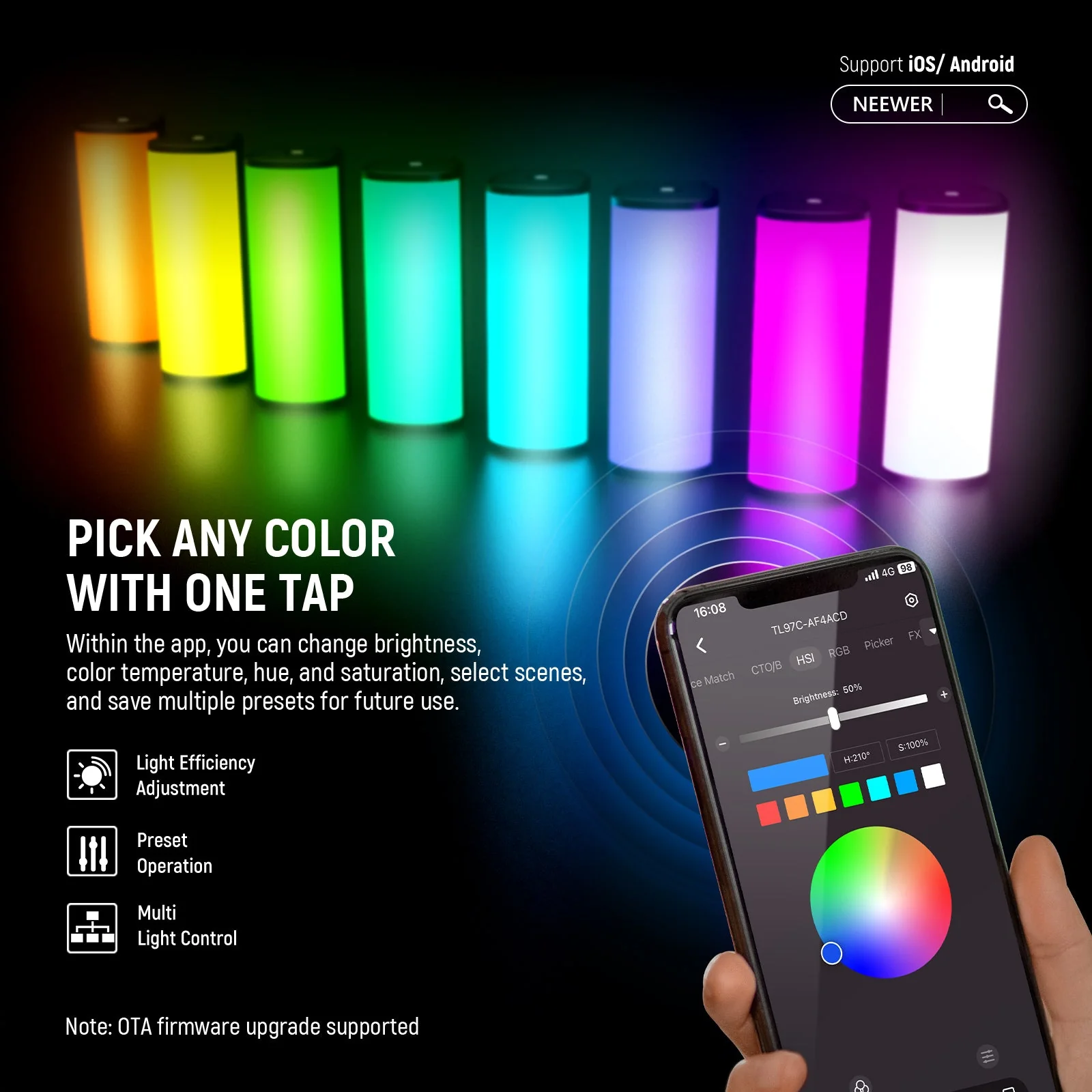NEEWER TL97C RGB Magnetic Handheld Light Stick - Image 5