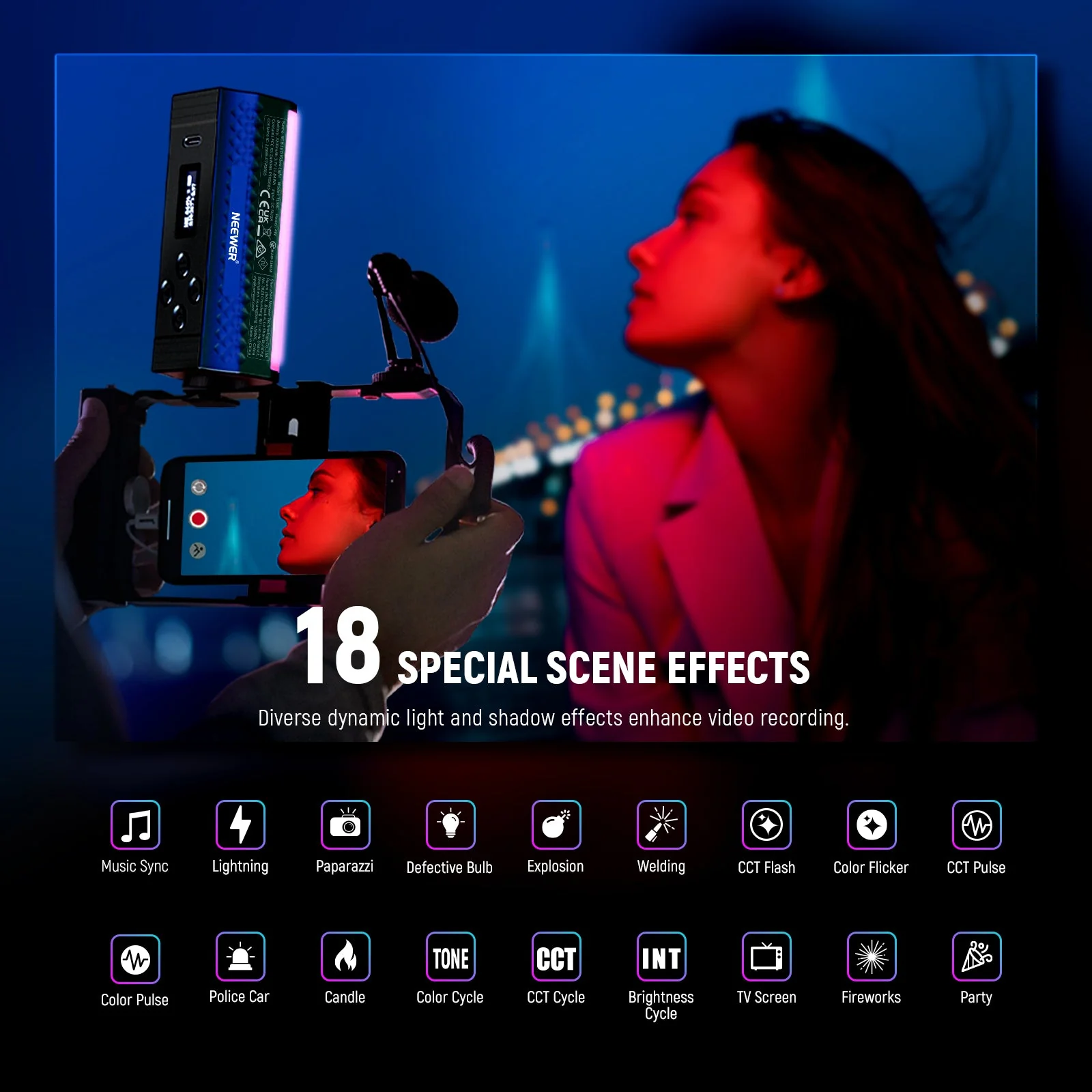 NEEWER TL98C Magnetic Handheld Light Wand with APP/DMX Control - Image 4