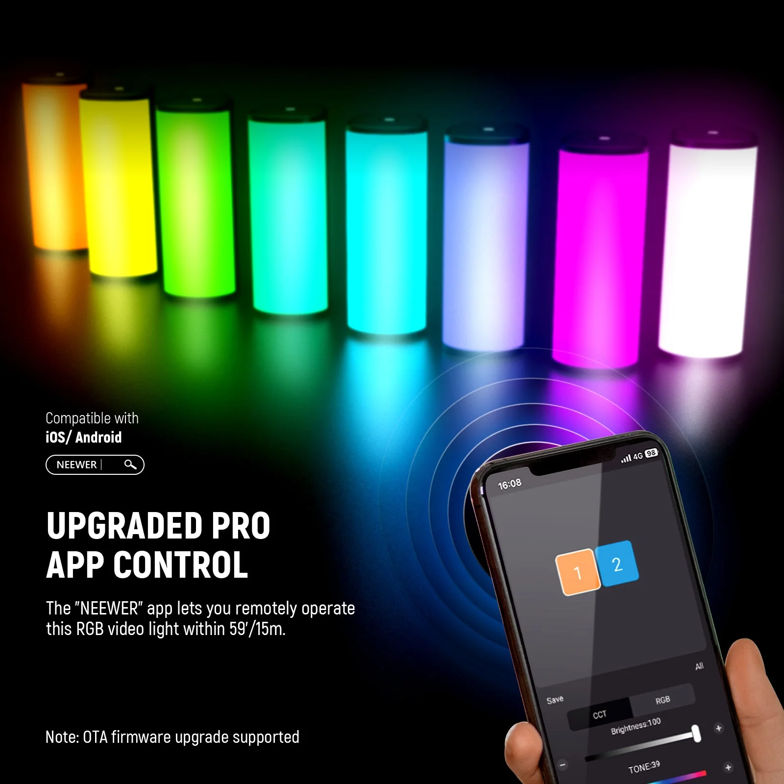 NEEWER TL98C Magnetic Handheld Light Wand with APP/DMX Control - Image 7