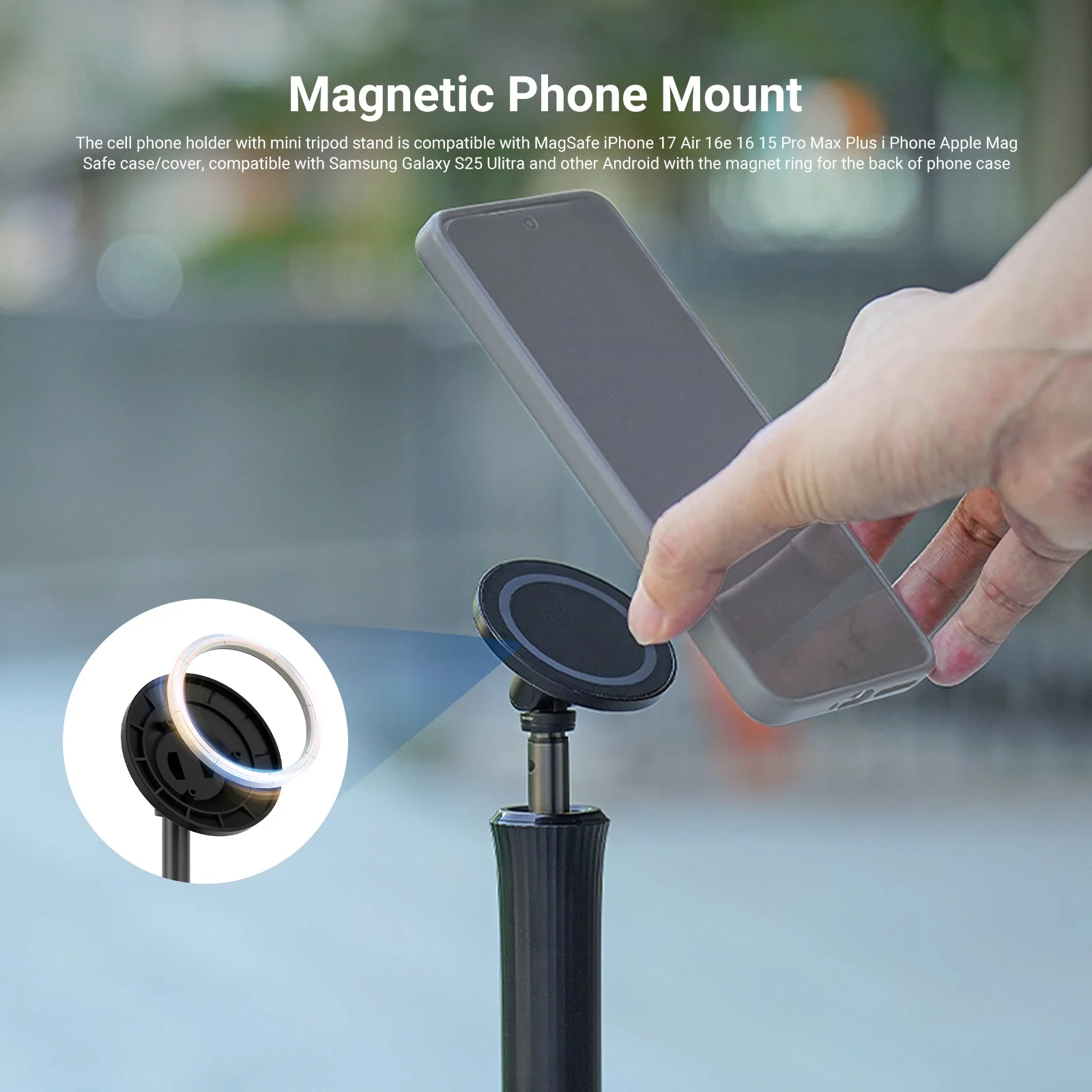 NEEWER TP016 Magnetic Airplane Phone Holder with Mini Tripod - Image 3