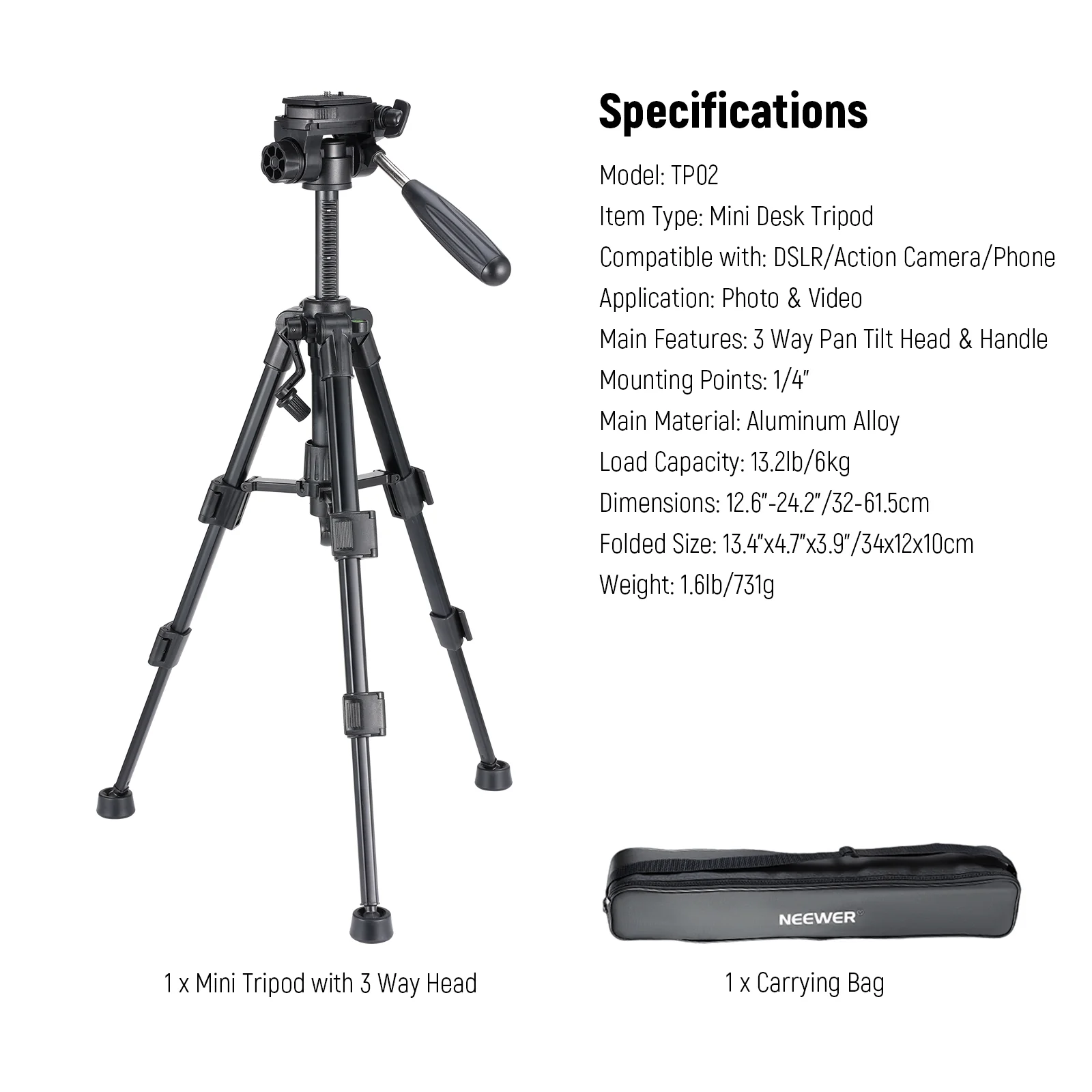 NEEWER BASICS TP02 Mini Desk Tripod - Image 17
