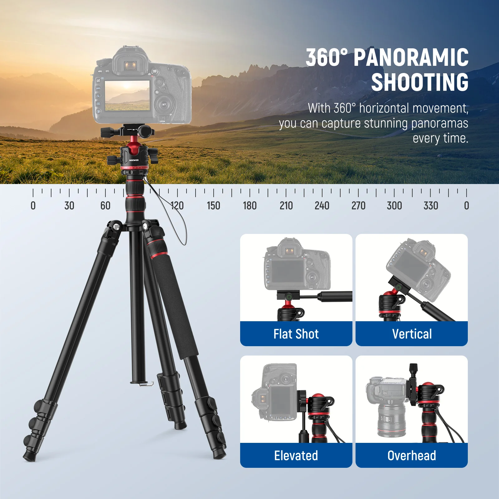 NEEWER TP08 77" Aluminum Alloy Camera Tripod Monopod - Image 4