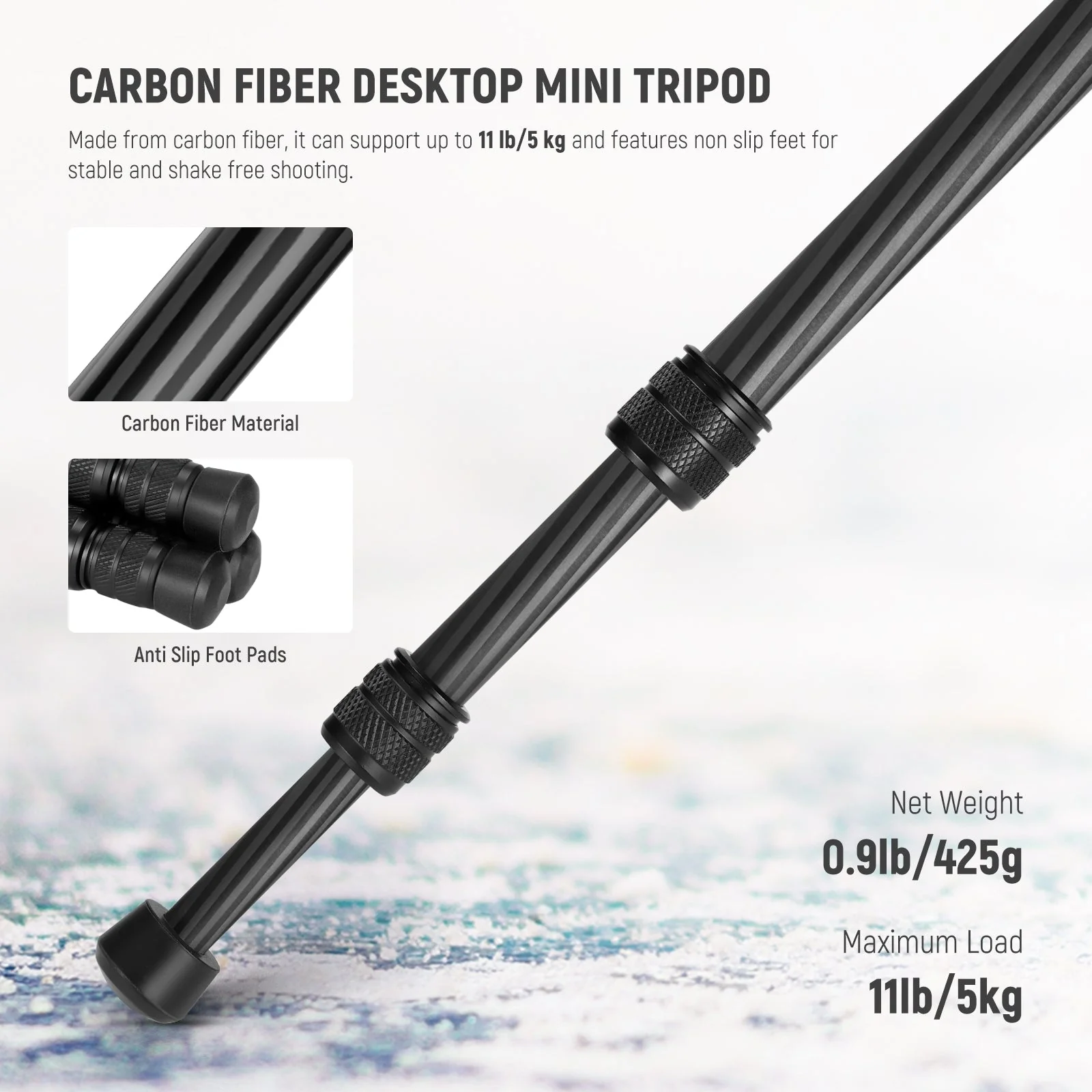 NEEWER TP09 20" Carbon Fiber Mini Tripod - Image 7