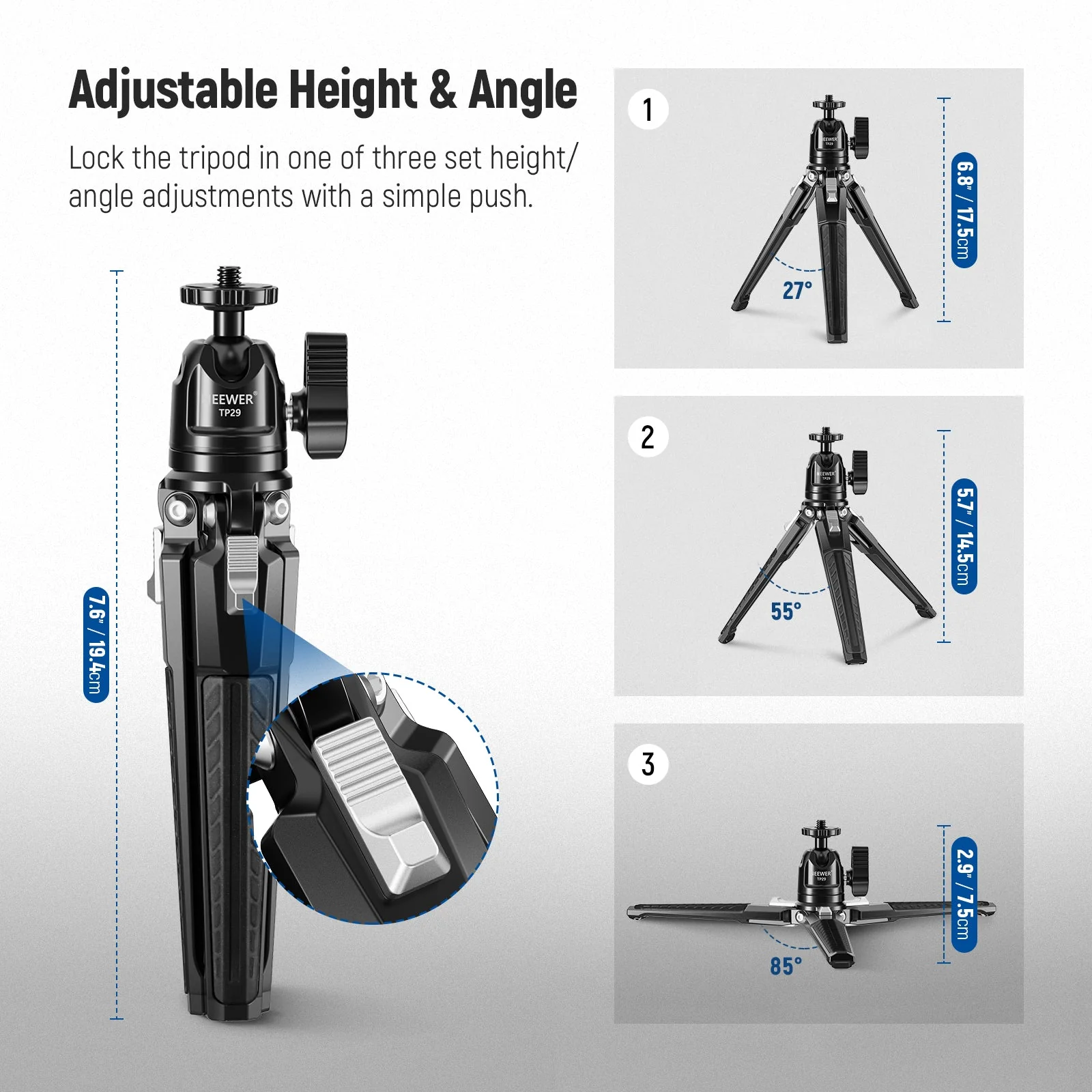 NEEWER TP29 Metal Tabletop Mini Tripod - Image 5
