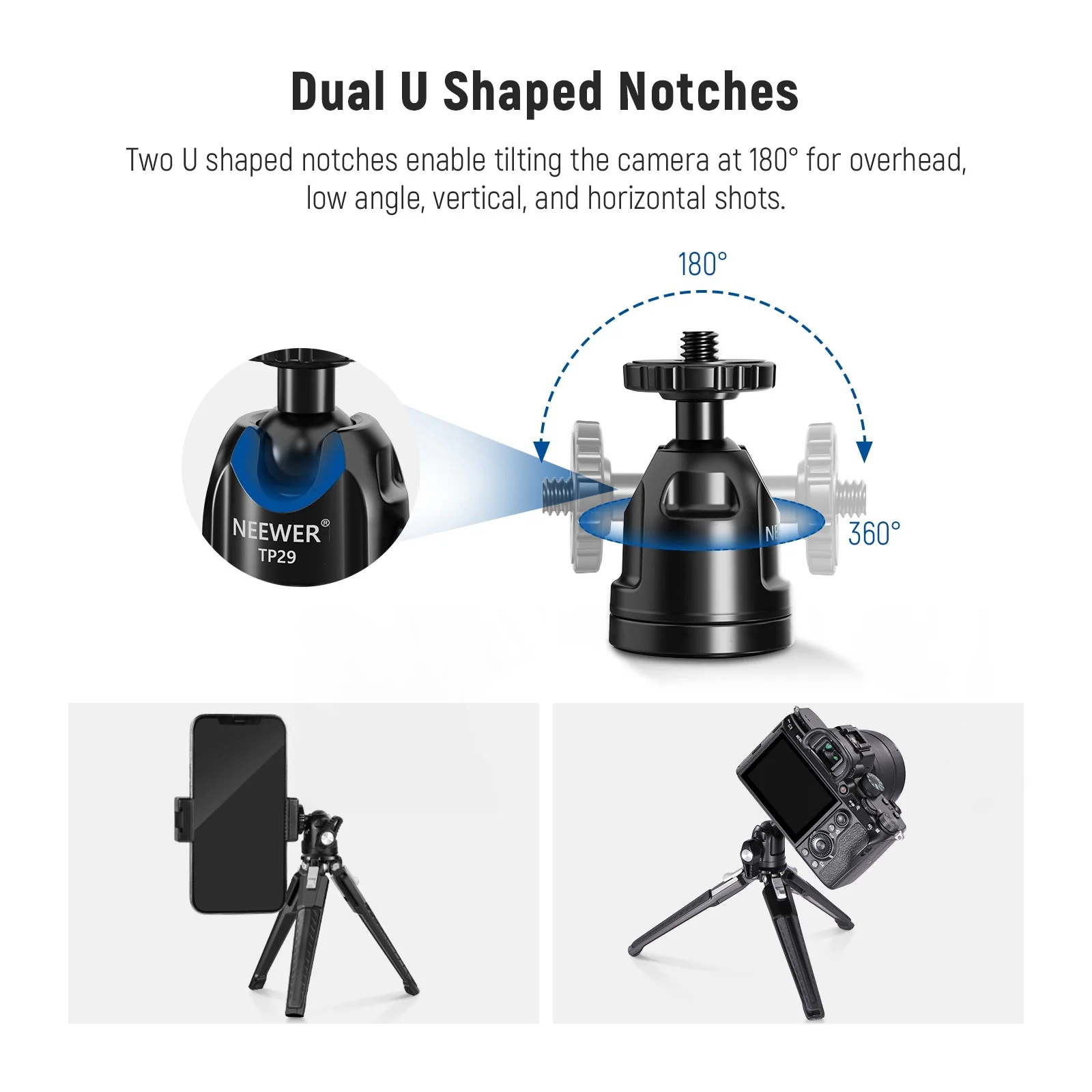 NEEWER TP29 Metal Tabletop Mini Tripod - Image 6