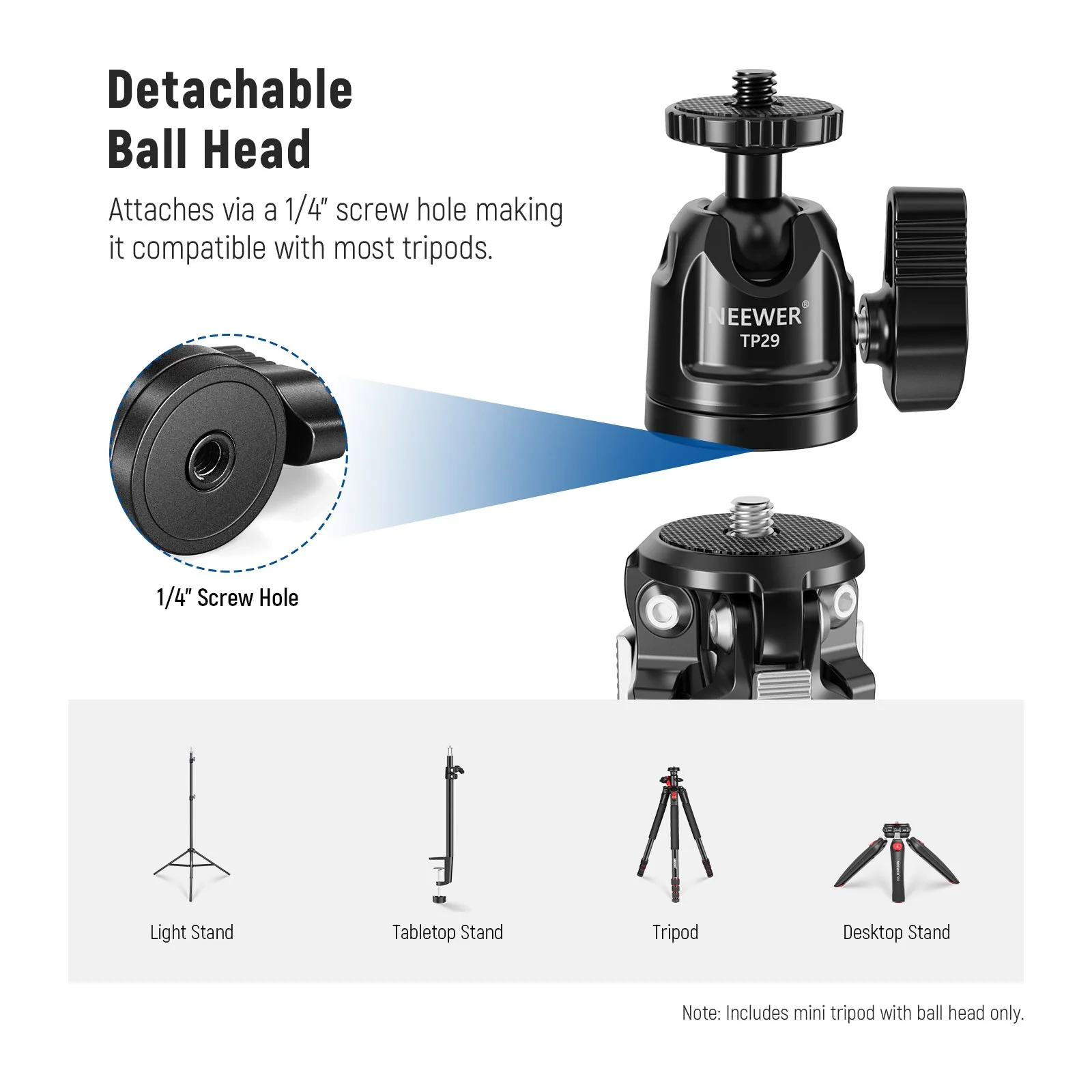 NEEWER TP29 Metal Tabletop Mini Tripod - Image 7