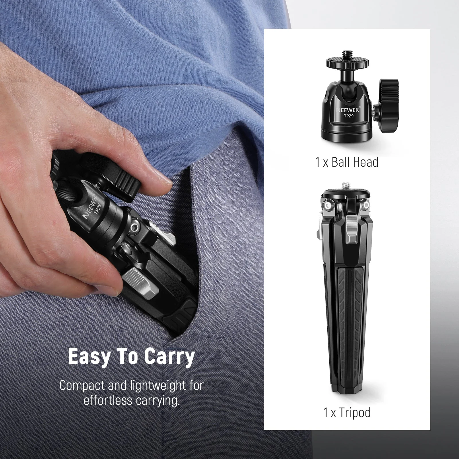 NEEWER TP29 Metal Tabletop Mini Tripod - Image 8