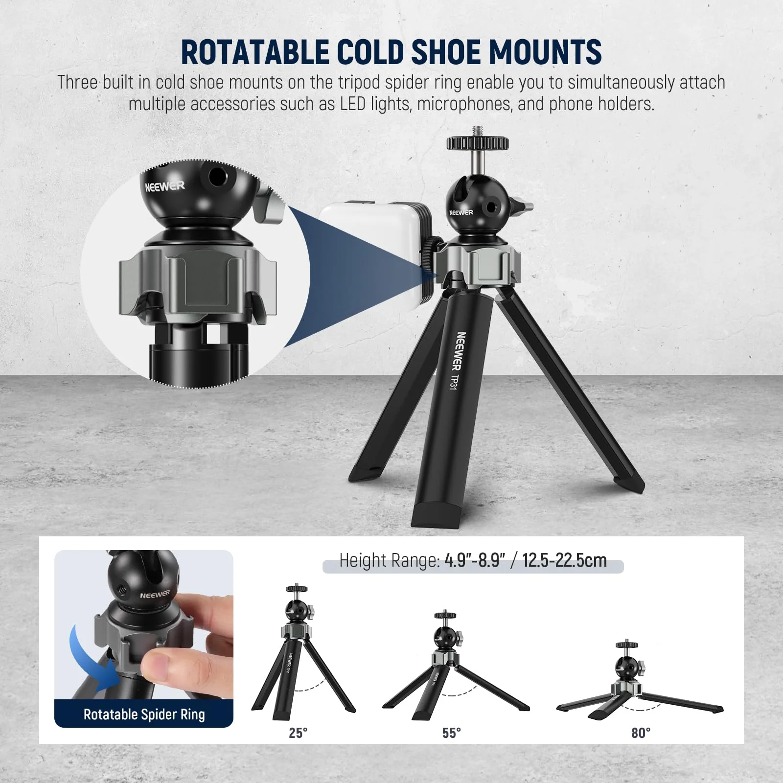 NEEWER TP31 Metal Mini Tripod - Image 3