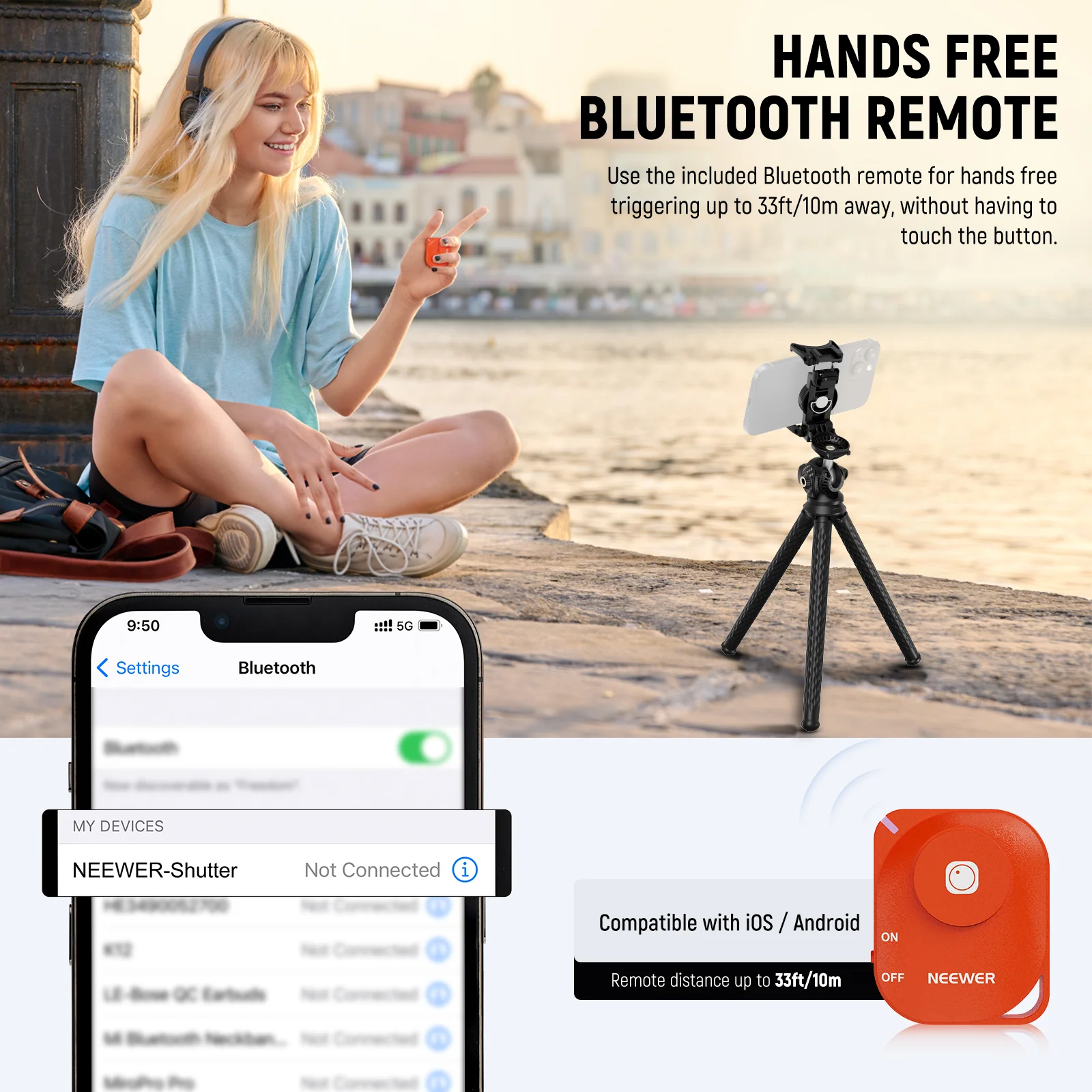 NEEWER TP34 Flexible Tripod with Remote - Image 3