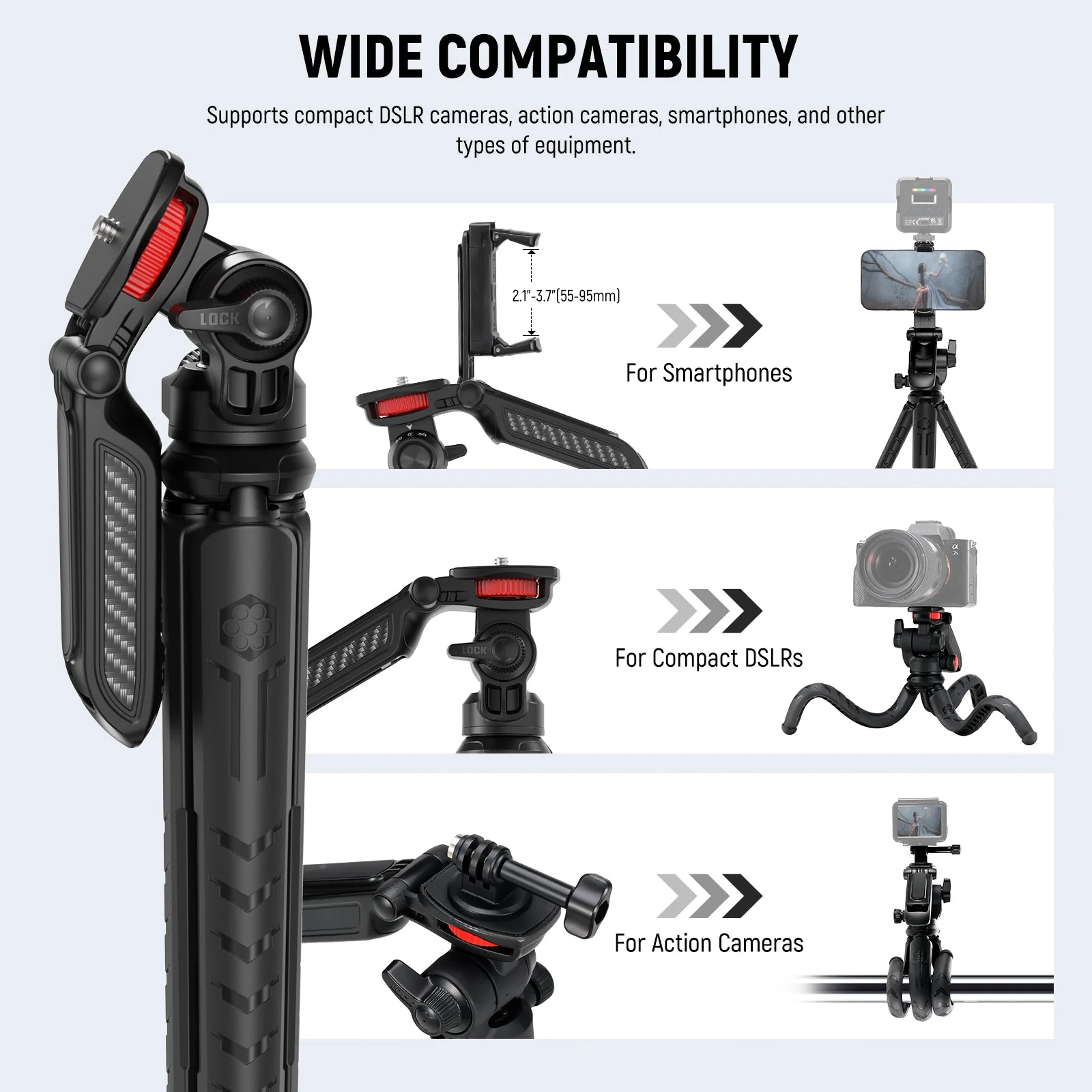 NEEWER TP36 Mini Flexible Tripod for Phone Camera Action Camera - Image 5