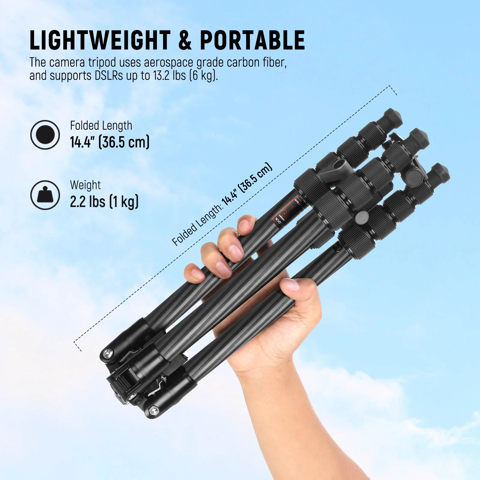 NEEWER TP39 65" Carbon Fiber Camera Tripod Monopod - Image 2