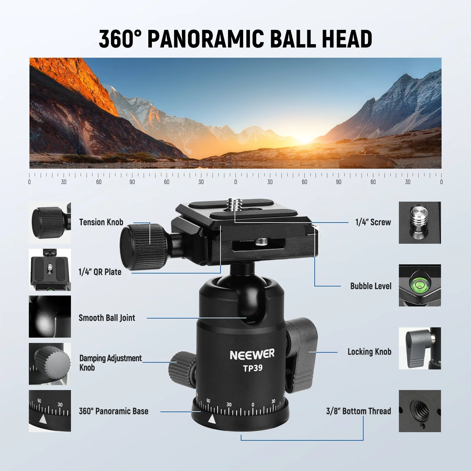 NEEWER TP39 65" Carbon Fiber Camera Tripod Monopod - Image 5