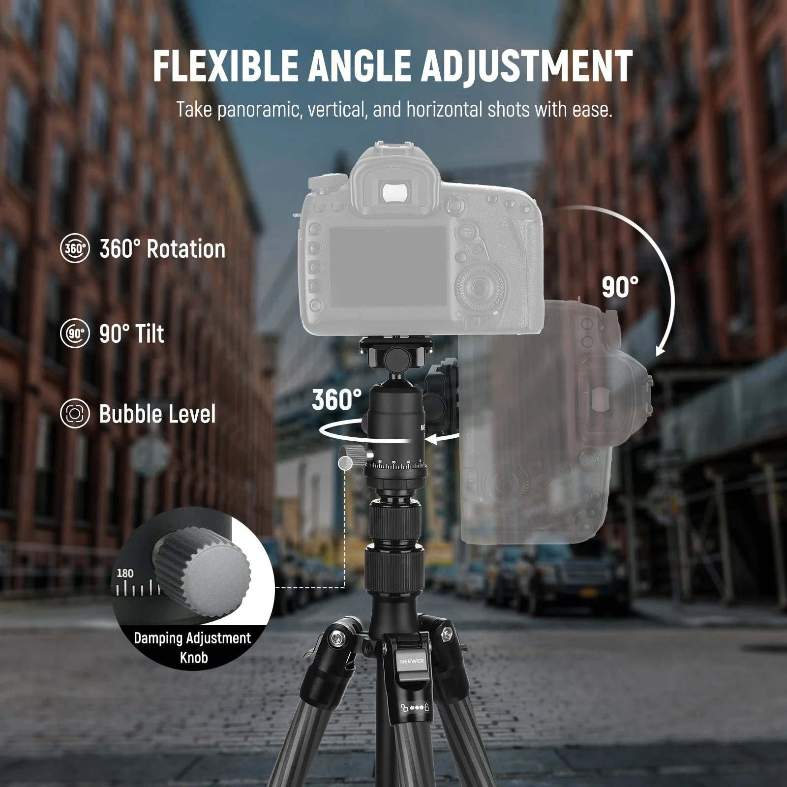 NEEWER TP39 65" Carbon Fiber Camera Tripod Monopod - Image 6