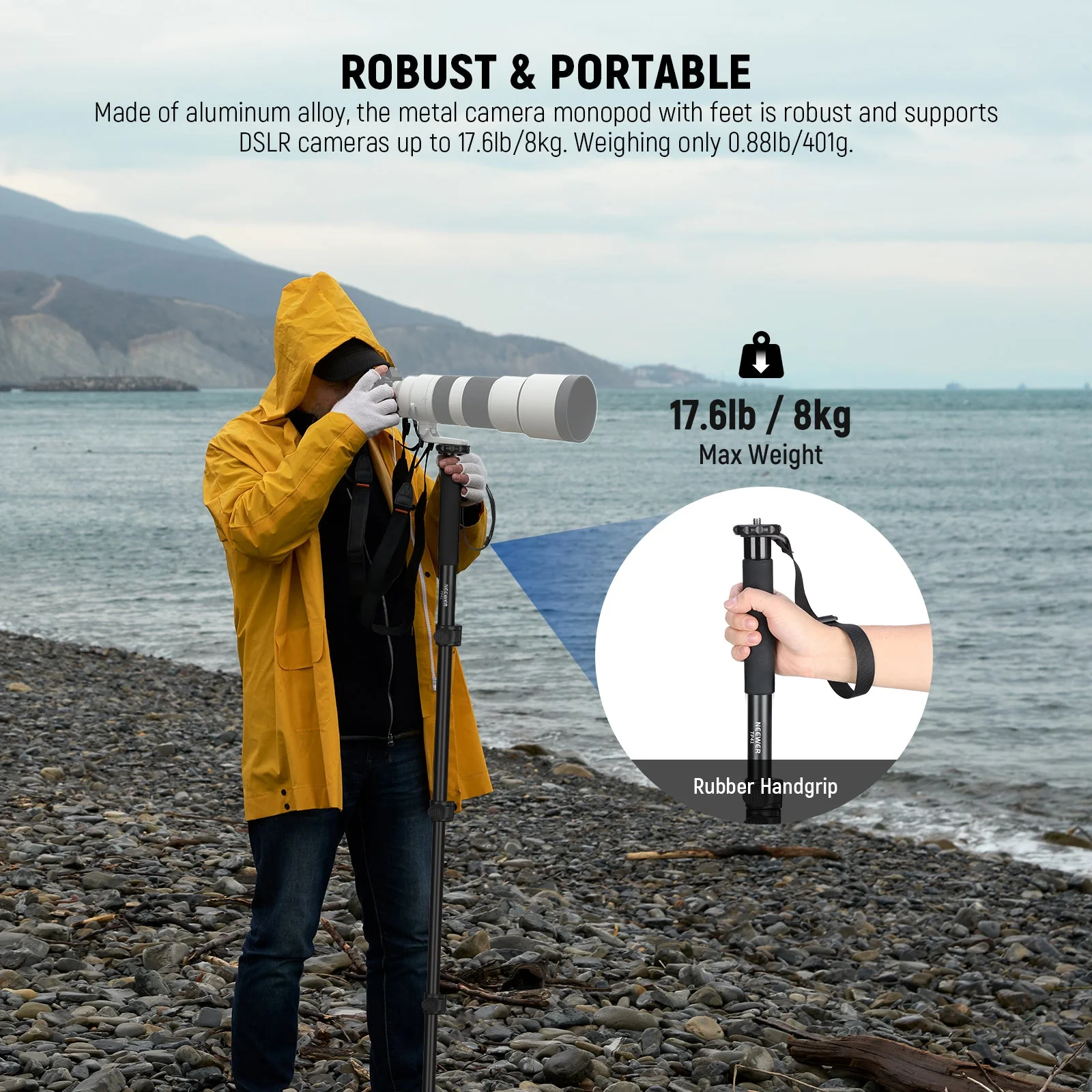 NEEWER TP41 61"/155cm Aluminum Alloy Camera Monopod Stand - Image 2
