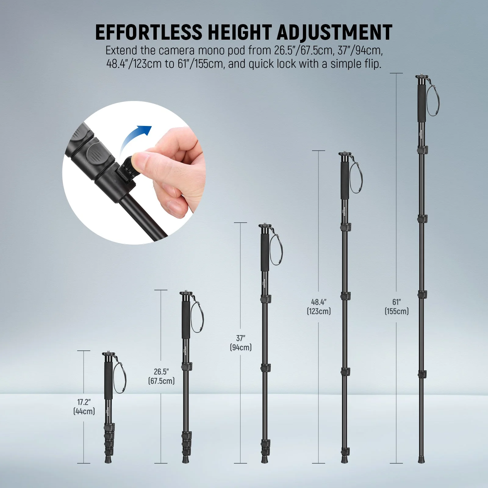 NEEWER TP41 61"/155cm Aluminum Alloy Camera Monopod Stand - Image 3