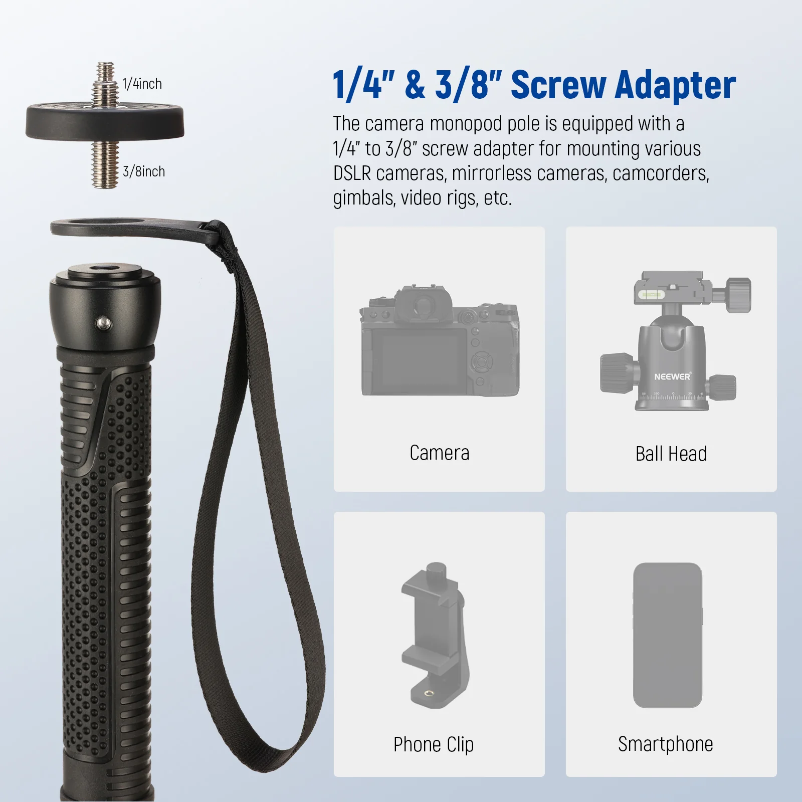 NEEWER TP42 66.5" Aluminum Camera Monopod Stand - Image 4