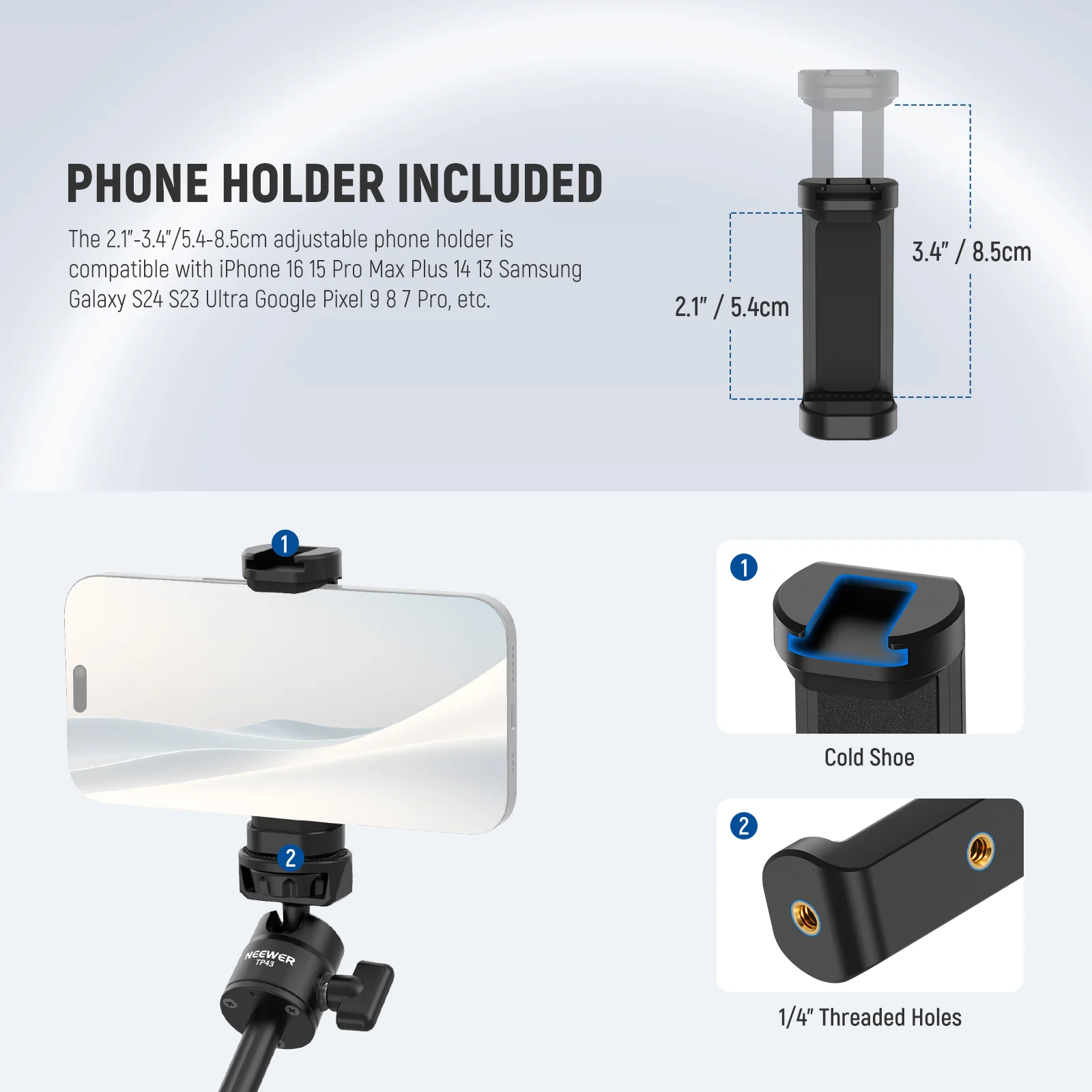NEEWER TP43 Mini Desktop Selfie Stick Tripod for Phone Camera - Image 14