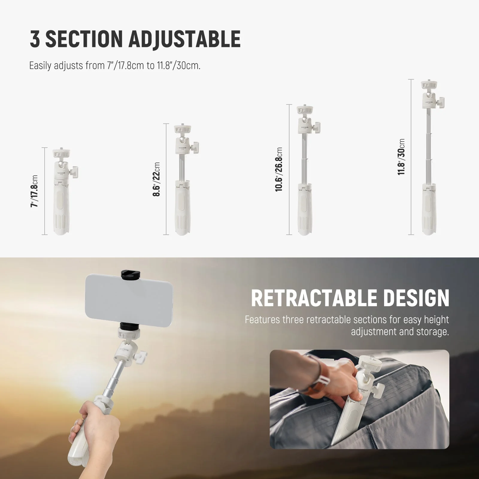 NEEWER TP43 Mini Desktop Selfie Stick Tripod for Phone Camera - Image 2