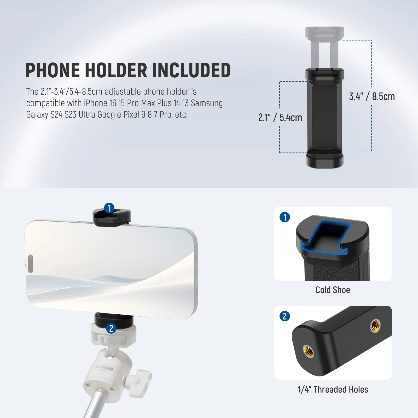 NEEWER TP43 Mini Desktop Selfie Stick Tripod for Phone Camera - Image 6