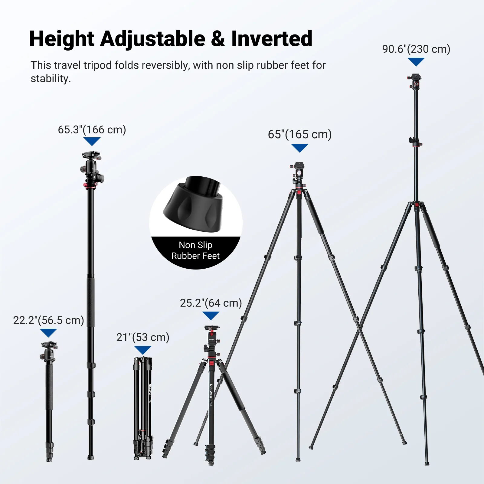 NEEWER TP63/TP64 Overhead Horizontal Camera Tripod Monopod - Image 11
