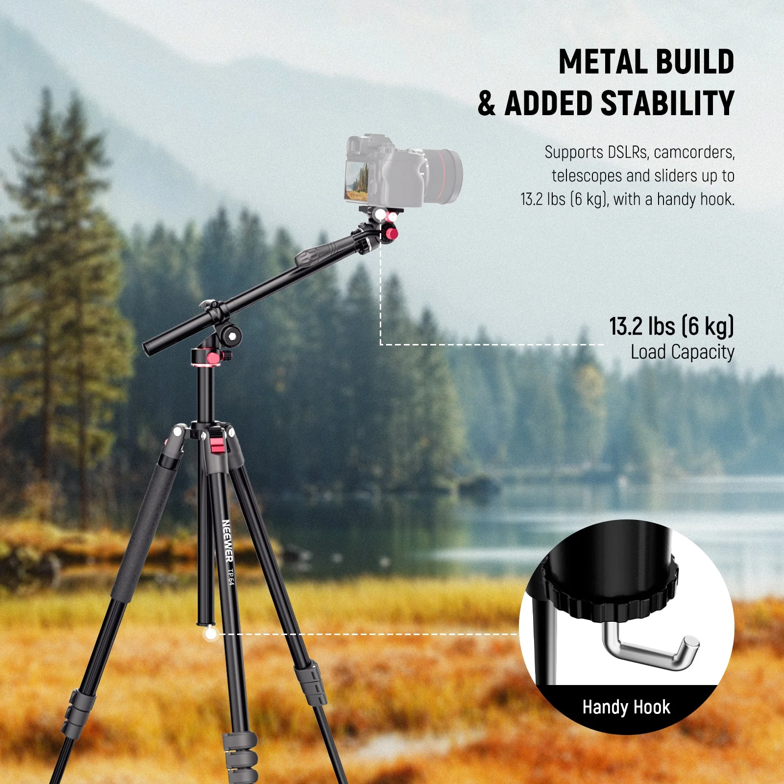 NEEWER TP63/TP64 Overhead Horizontal Camera Tripod Monopod - Image 6